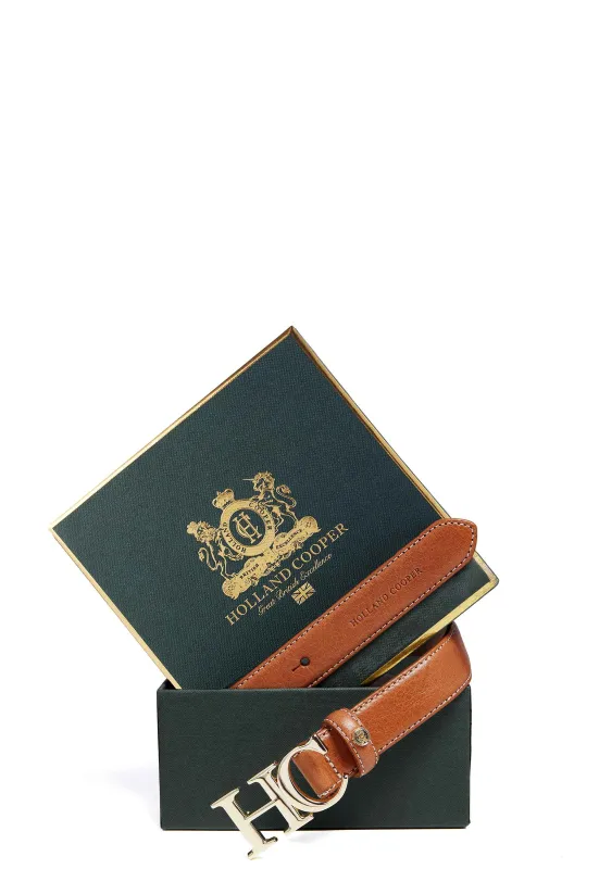 Atelier Slim Logo Belt (Tan Contrast) made by Holland Cooper