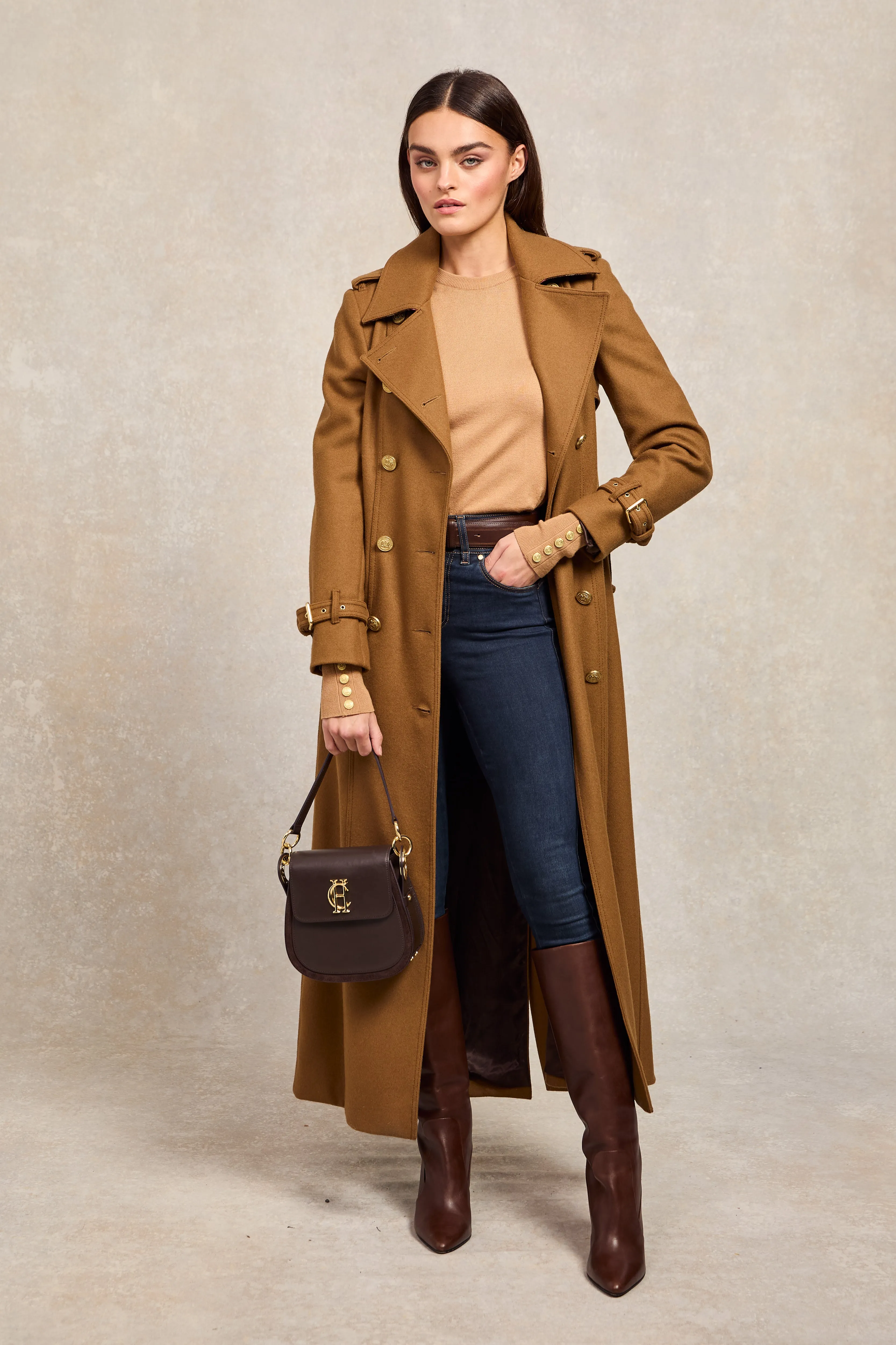 Buttoned Knit Crew Neck (Dark Camel) sold by Holland Cooper product image thumbnail 3