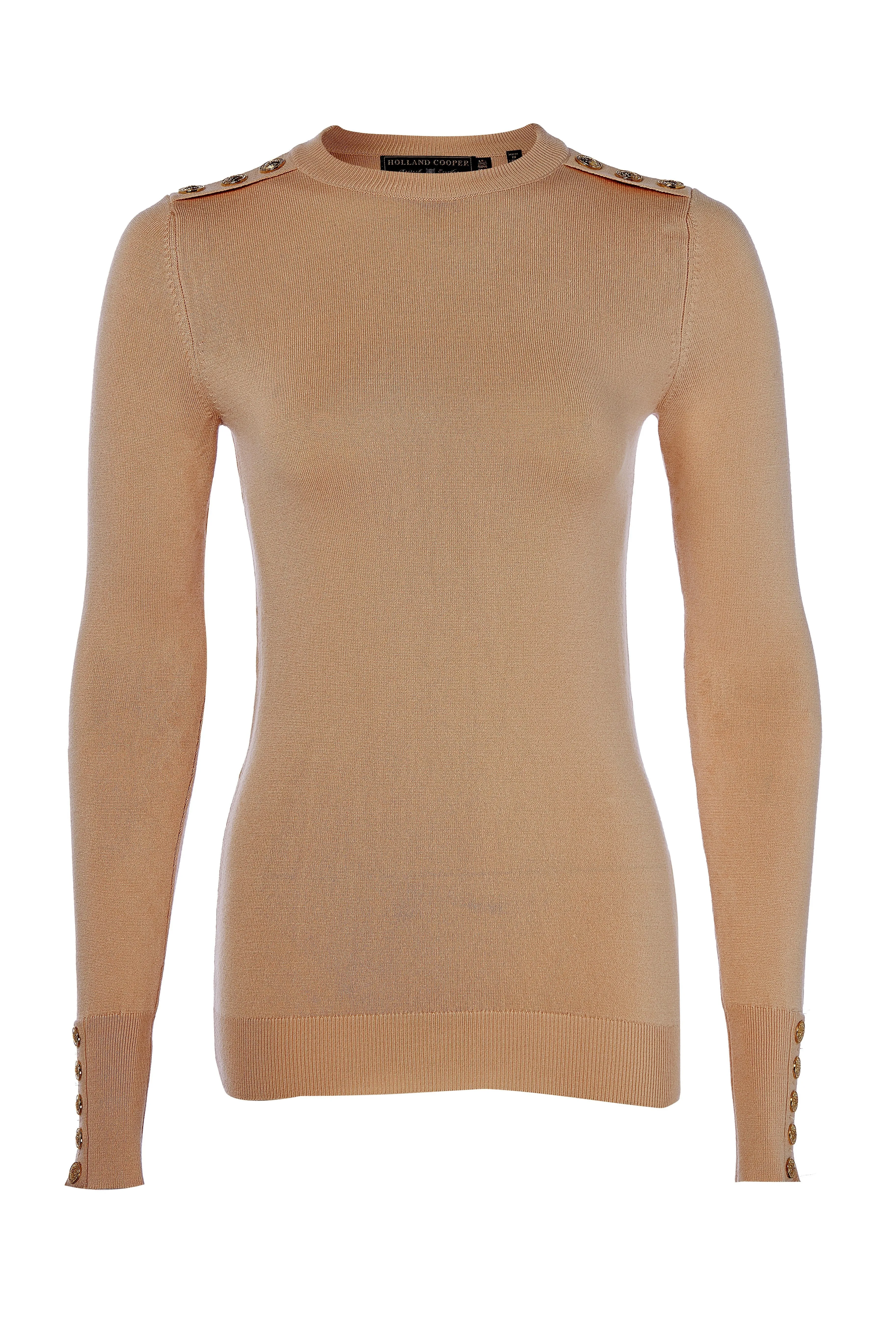 Buttoned Knit Crew Neck (Dark Camel) sold by Holland Cooper product image thumbnail 4
