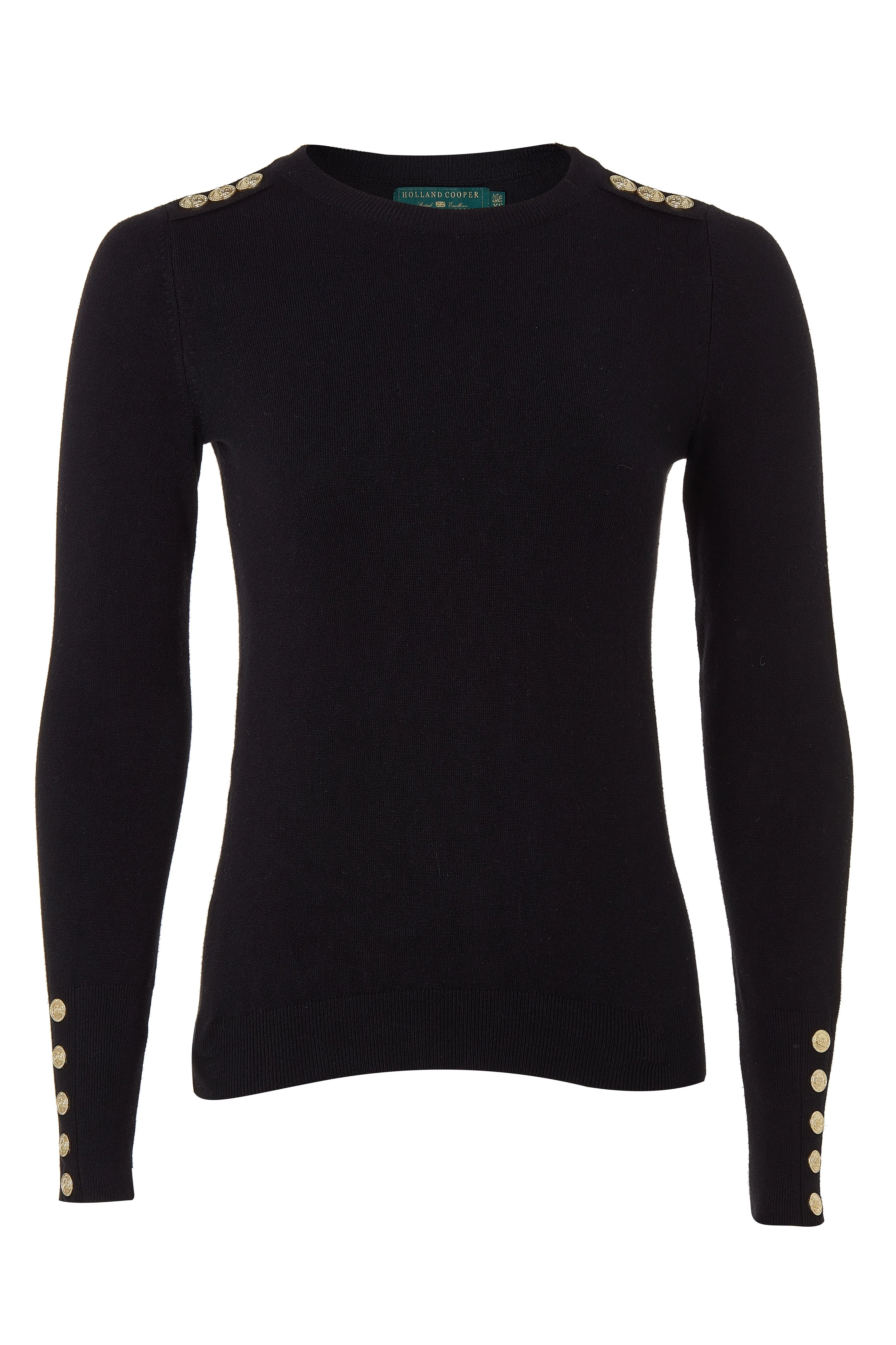 Buttoned Knit Crew Neck (Black) sold by Holland Cooper product image thumbnail 4