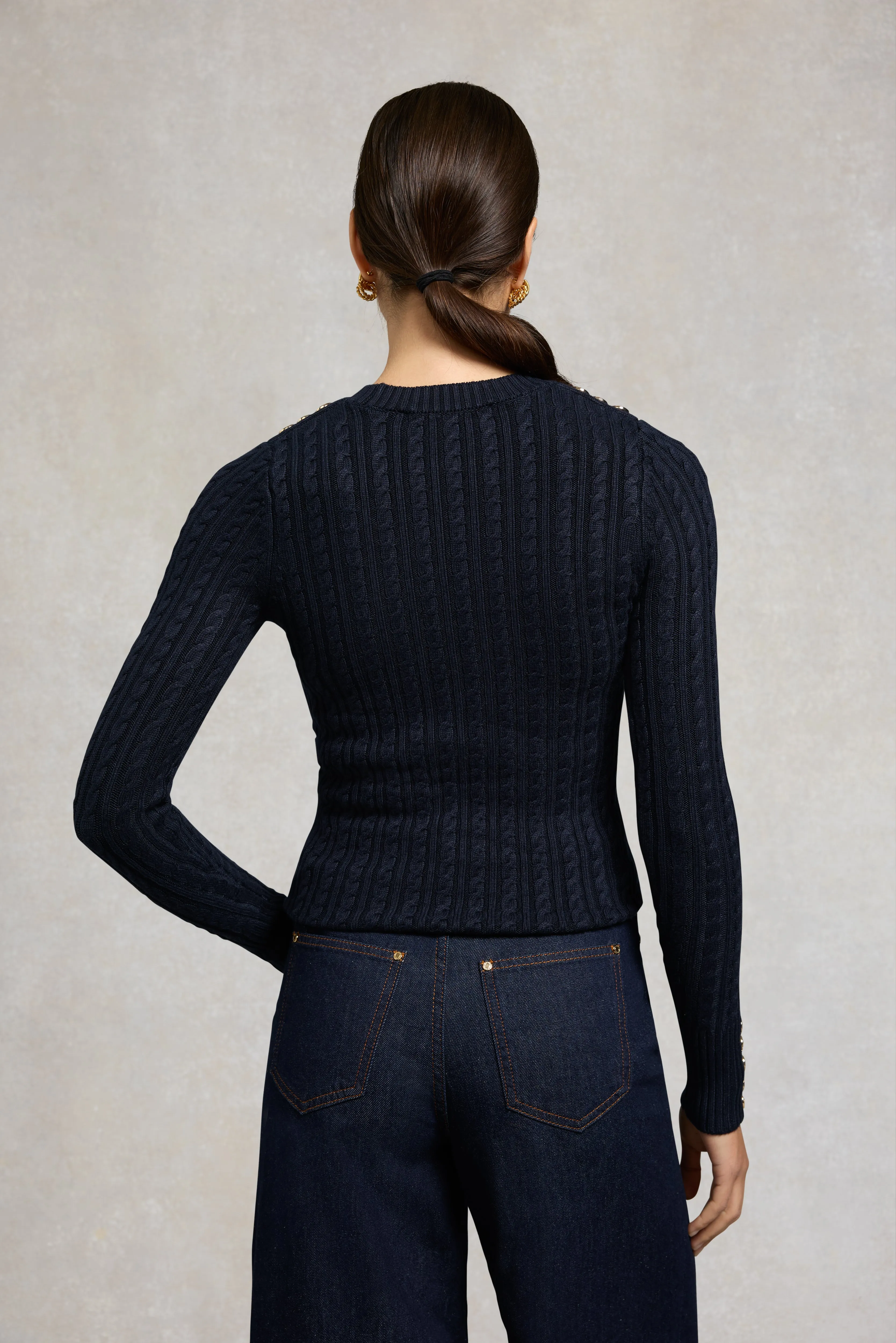 Seattle Cable Crew Knit (Ink Navy) sold by Holland Cooper product image thumbnail 4