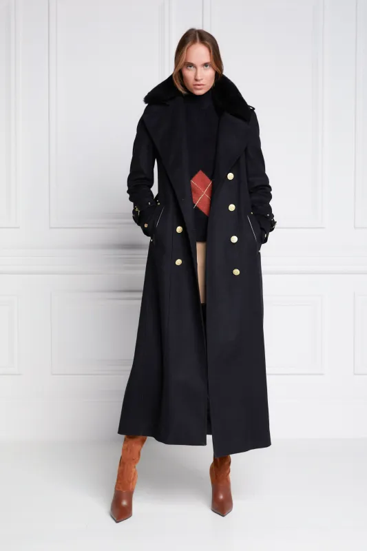 Marlborough Shearling Trench Coat (Soft Black) made by Holland Cooper