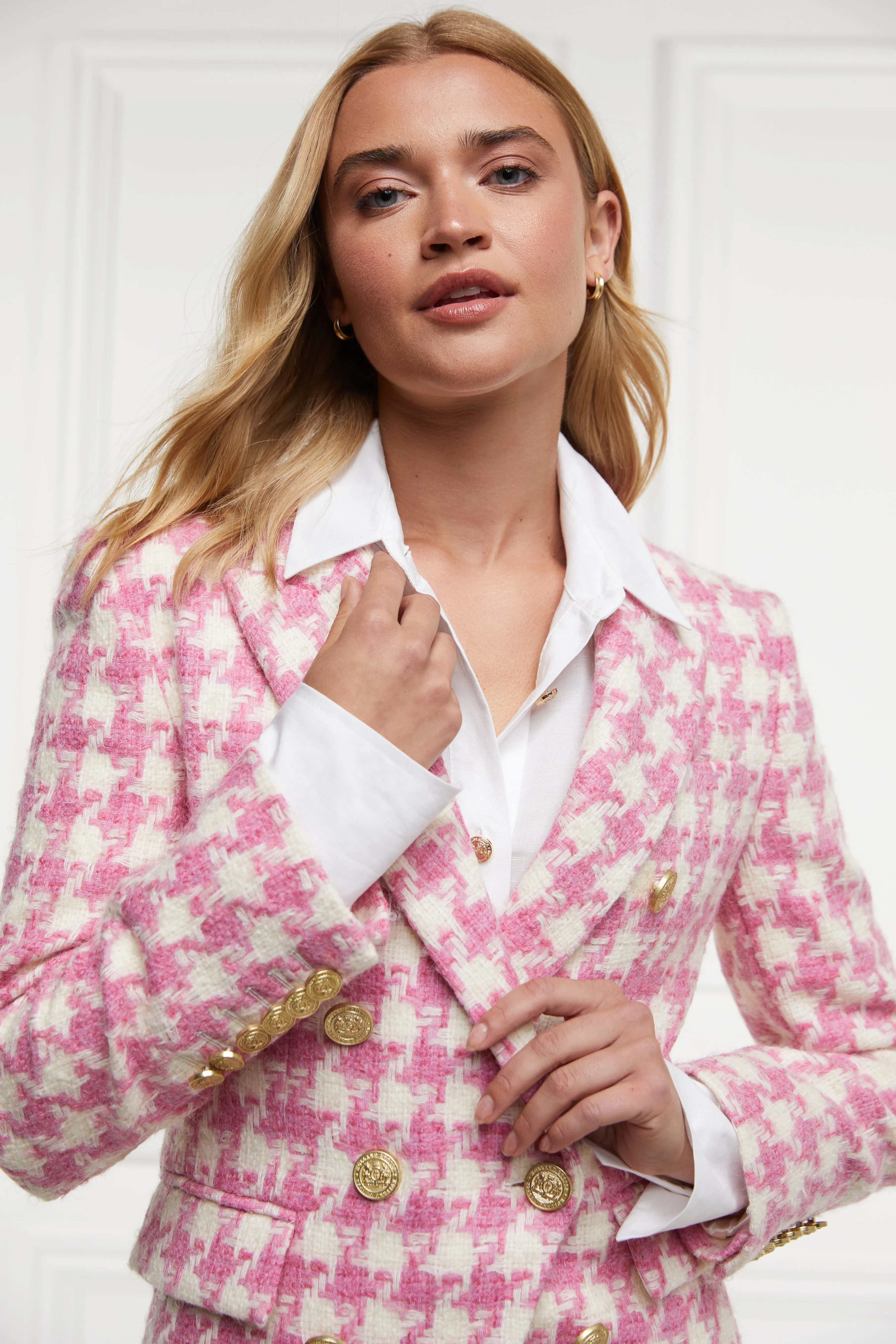 Knightsbridge Blazer (Pink Large Scale Houndstooth) sold by Holland Cooper product image thumbnail 4
