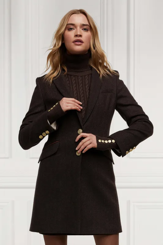 Highgrove Coat (Chocolate Herringbone) made by Holland Cooper