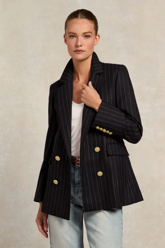Double Breasted Blazer (Navy Chalk Pinstripe) made by Holland Cooper