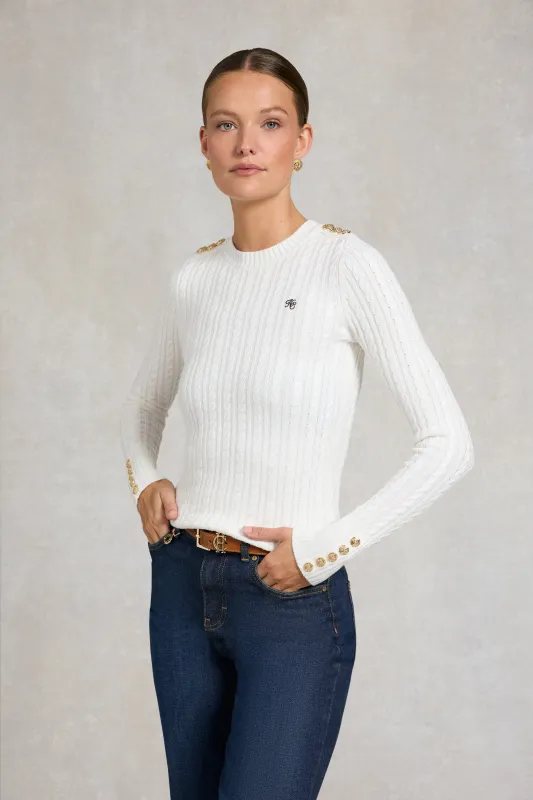 Seattle Cable Crew Knit (White) made by Holland Cooper