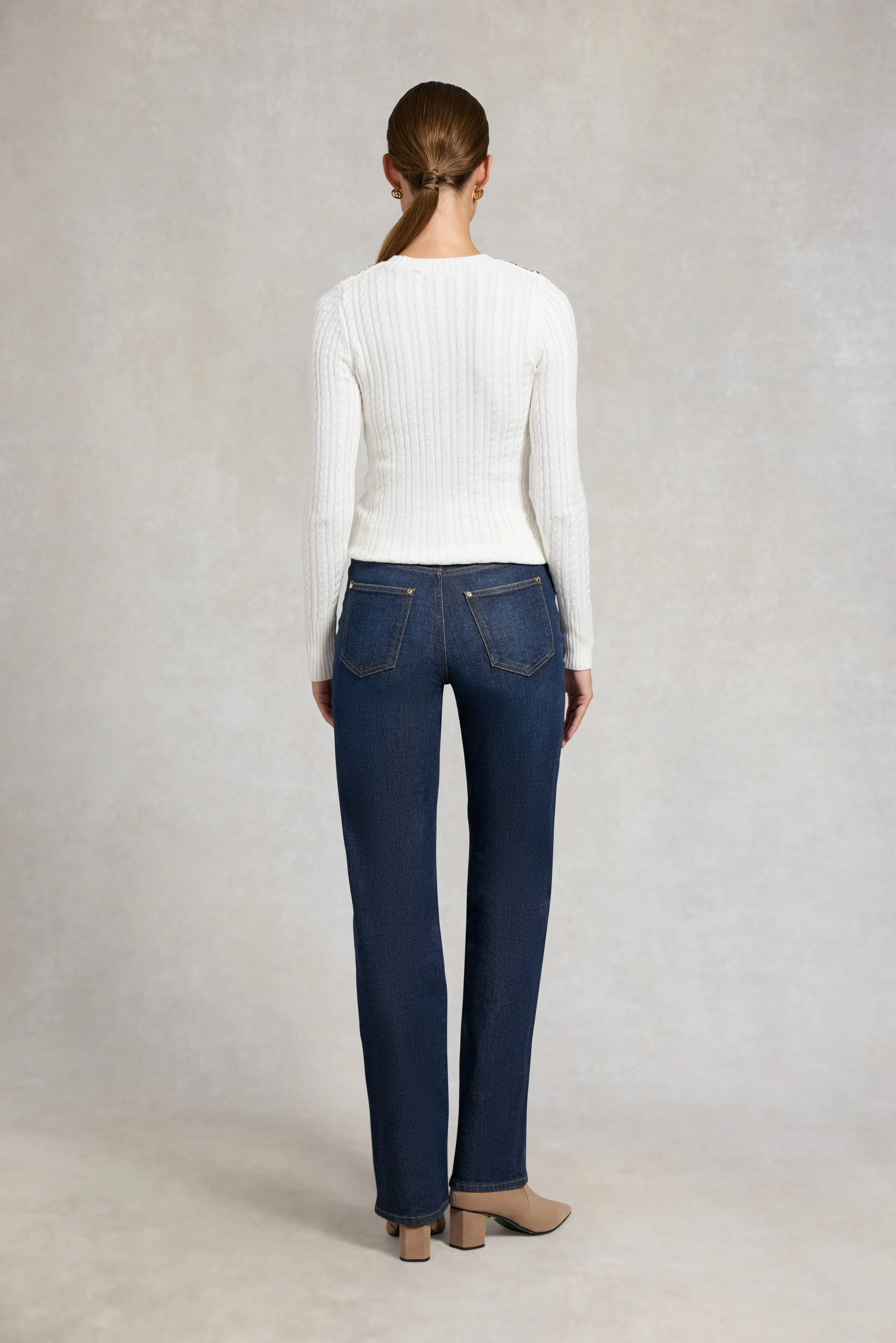 Seattle Cable Crew Knit (White) sold by Holland Cooper product image thumbnail 5