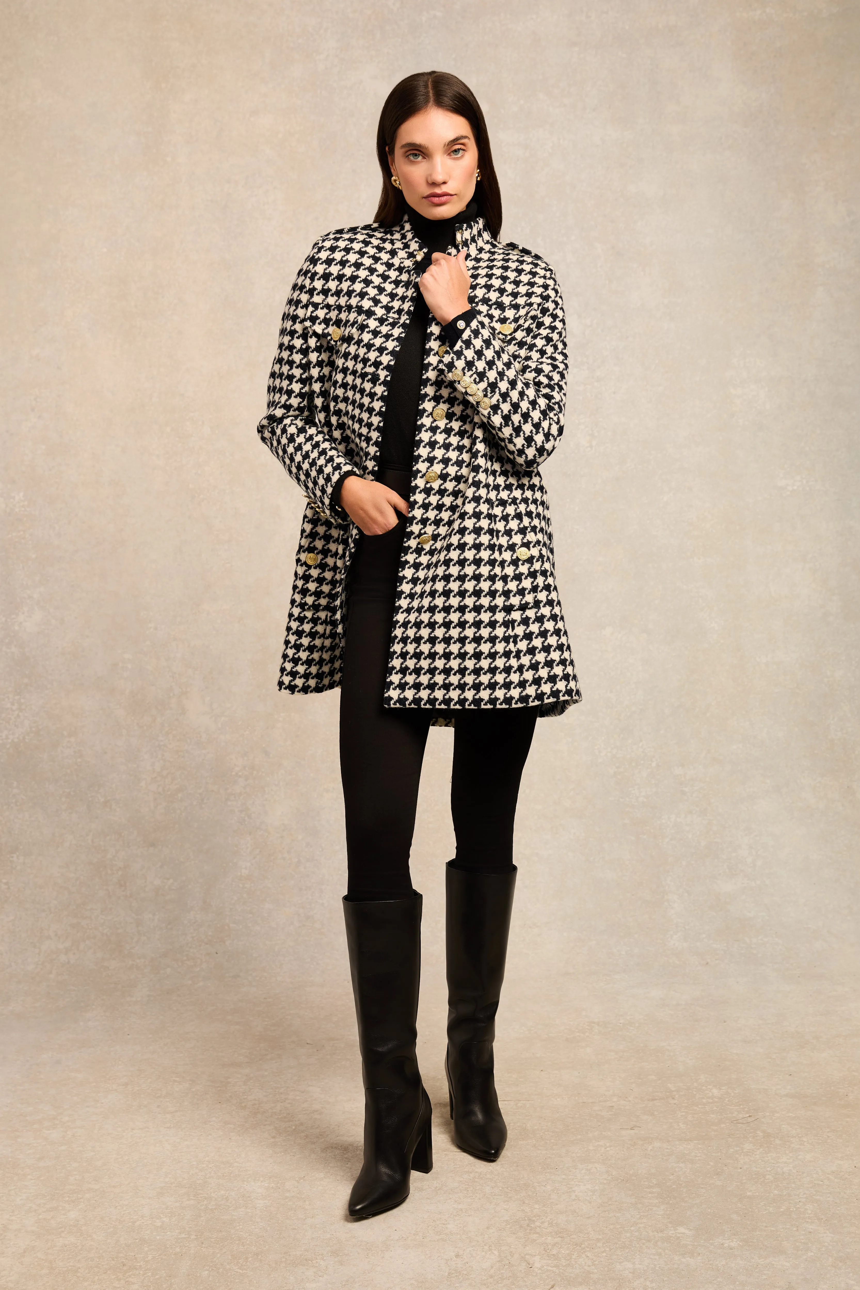 Highbury Cape Coat (Large Scale Houndstooth) sold by Holland Cooper product image thumbnail 5