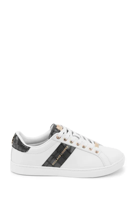 Knightsbridge Court Trainer (Black Croc) made by Holland Cooper