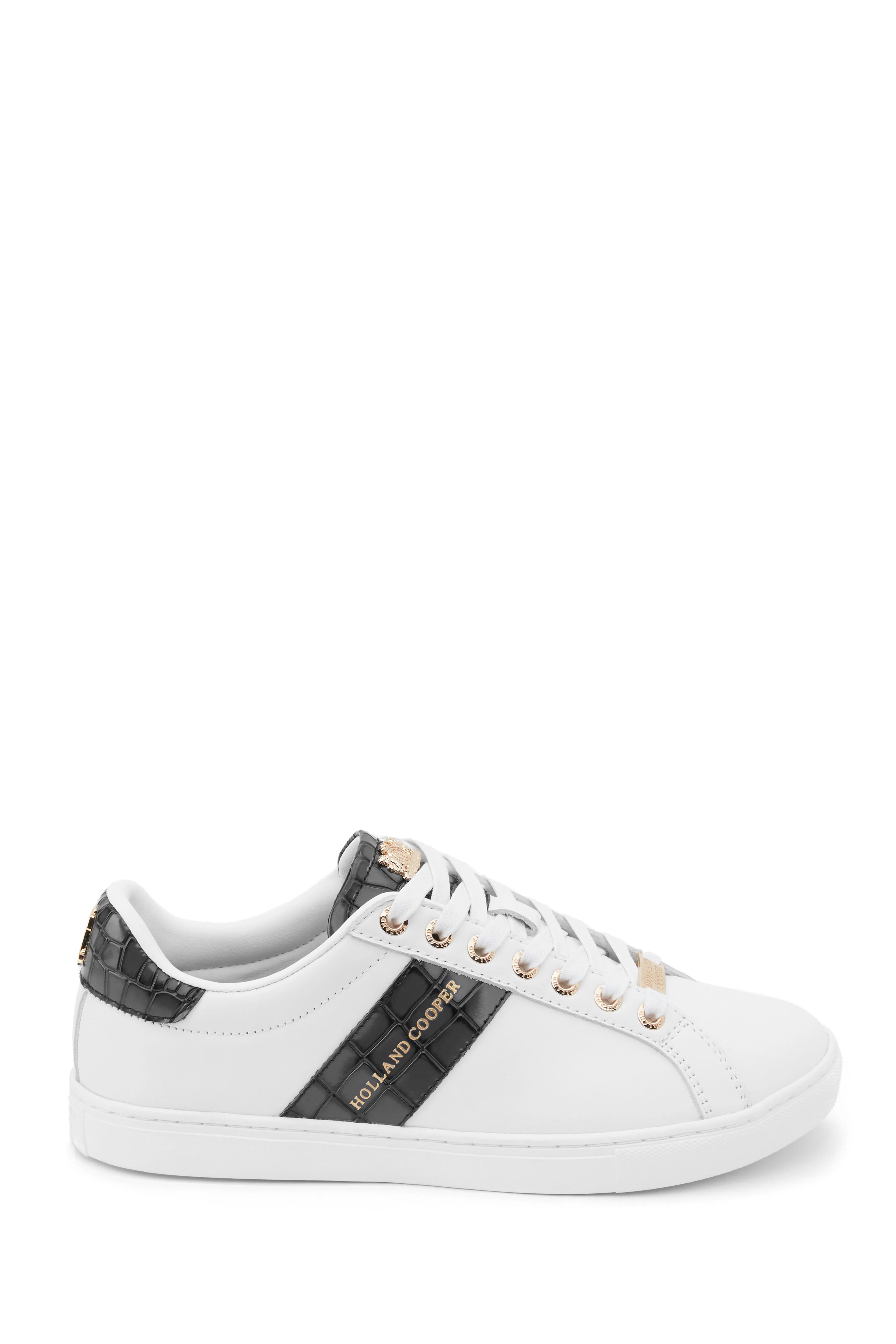 Knightsbridge Court Trainer (Black Croc) sold by Holland Cooper