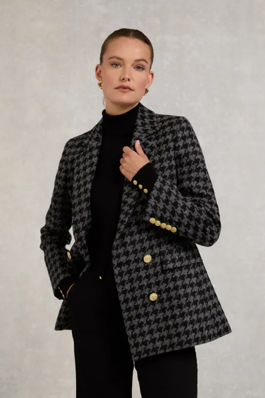 Double Breasted Blazer (Large Scale Charcoal Houndstooth) made by Holland Cooper