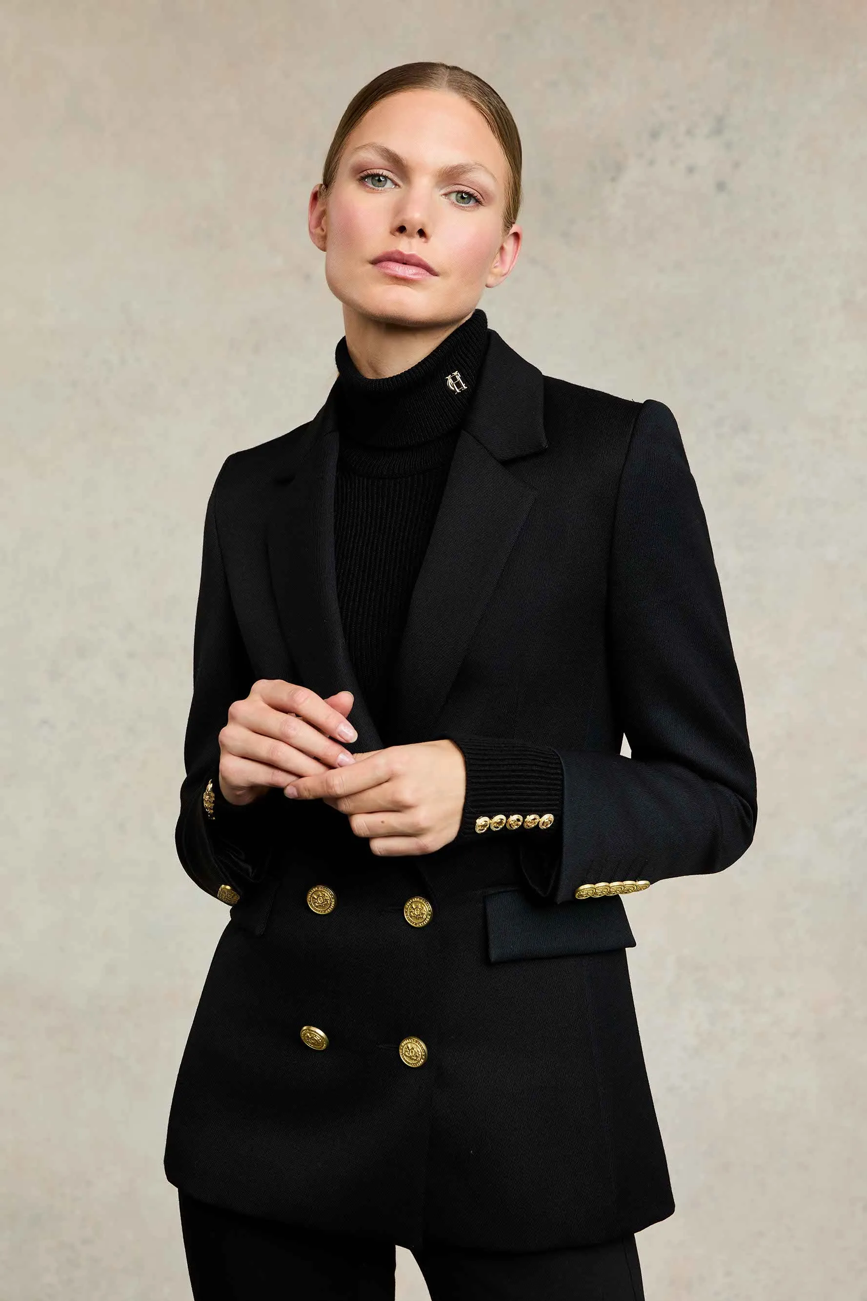 Double Breasted Blazer (Black Twill) sold by Holland Cooper