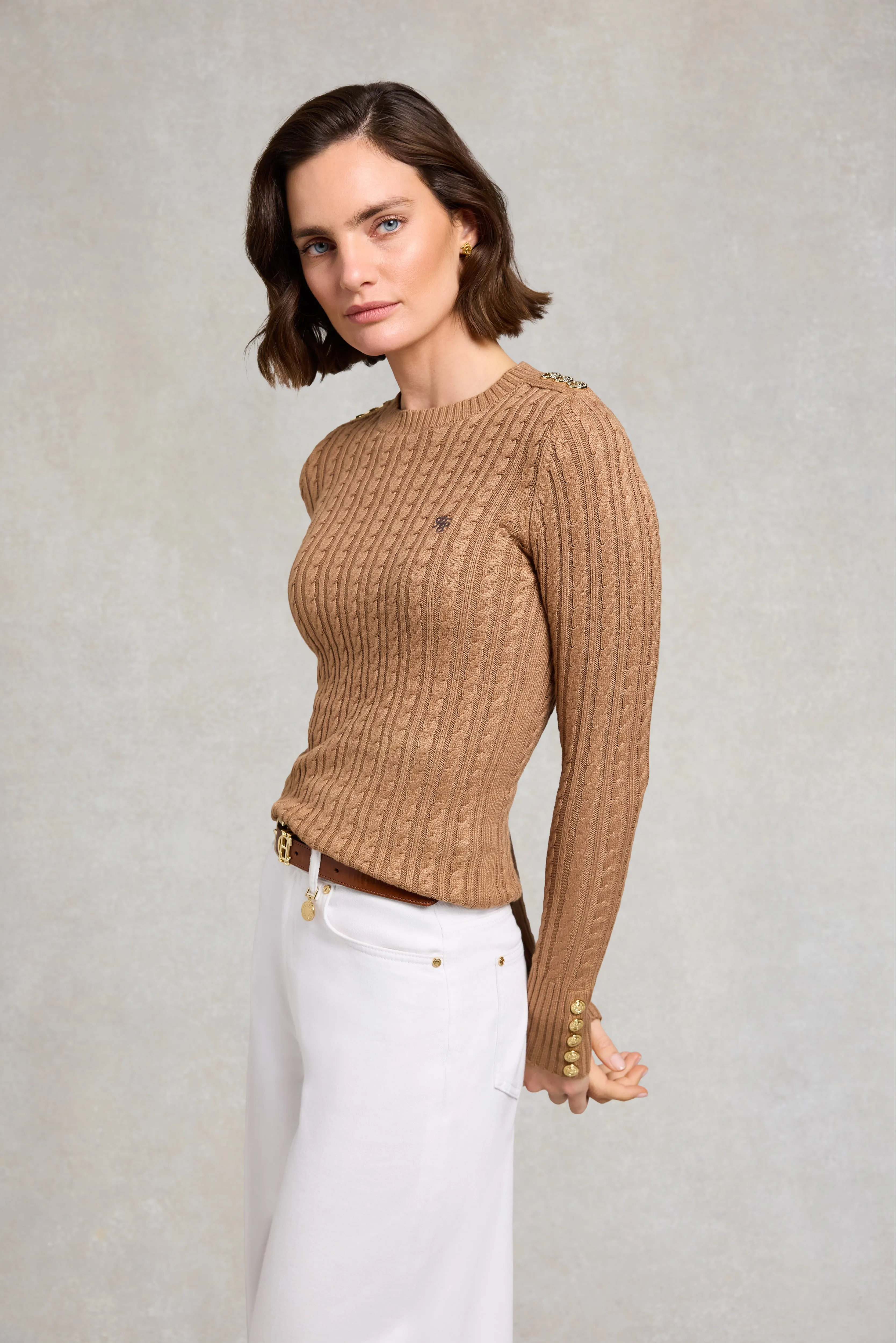 Seattle Cable Crew Knit (Dark Camel) sold by Holland Cooper product image thumbnail 3