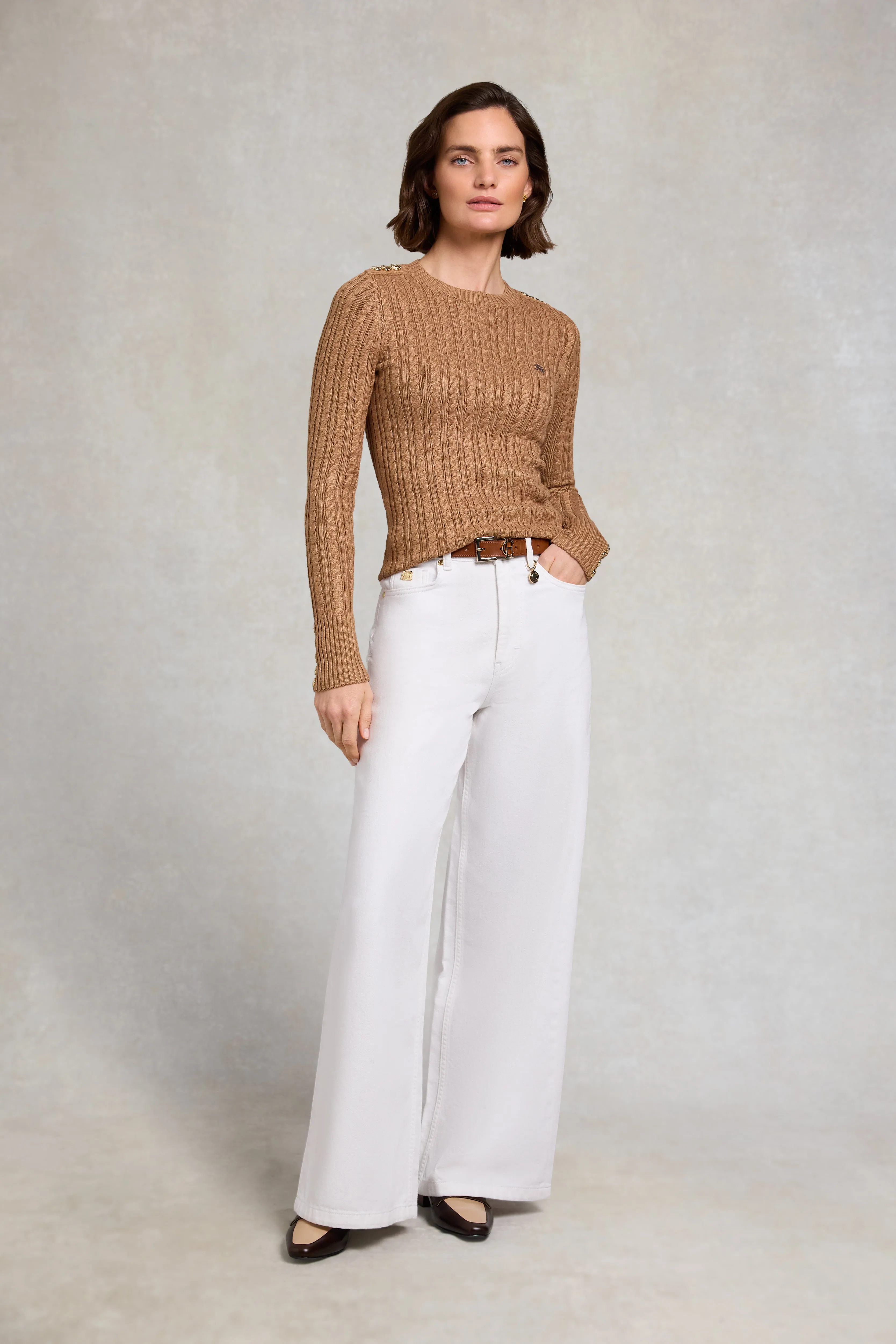 Seattle Cable Crew Knit (Dark Camel) sold by Holland Cooper product image thumbnail 5