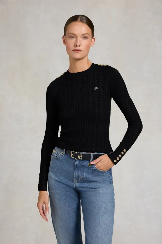 Seattle Cable Crew Knit (Black) made by Holland Cooper