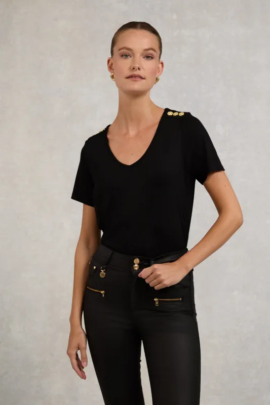 Relax Fit V-Neck Tee (Black) made by Holland Cooper