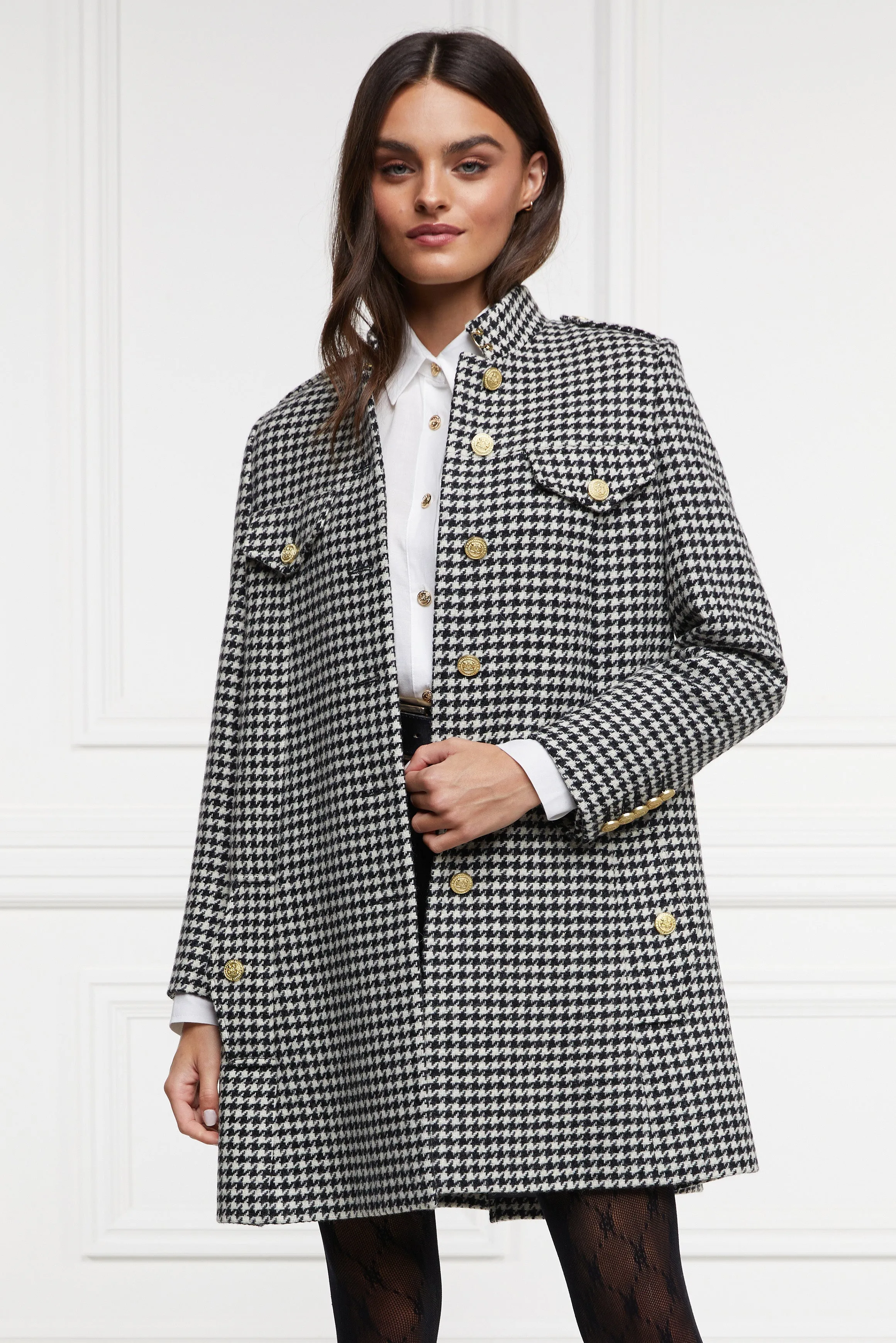Highbury Cape Coat (Houndstooth) sold by Holland Cooper