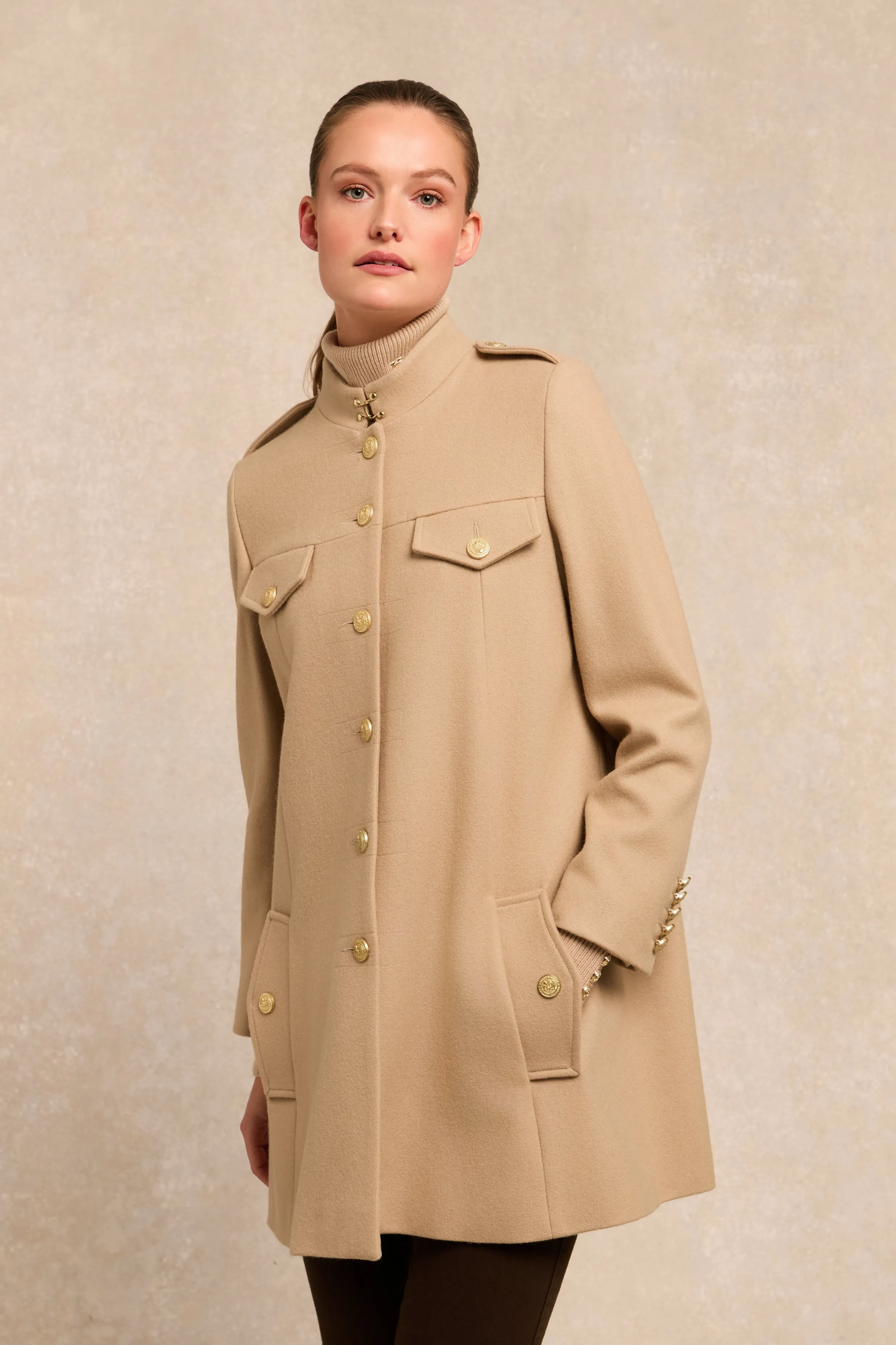 Highbury Cape Coat (Camel) sold by Holland Cooper