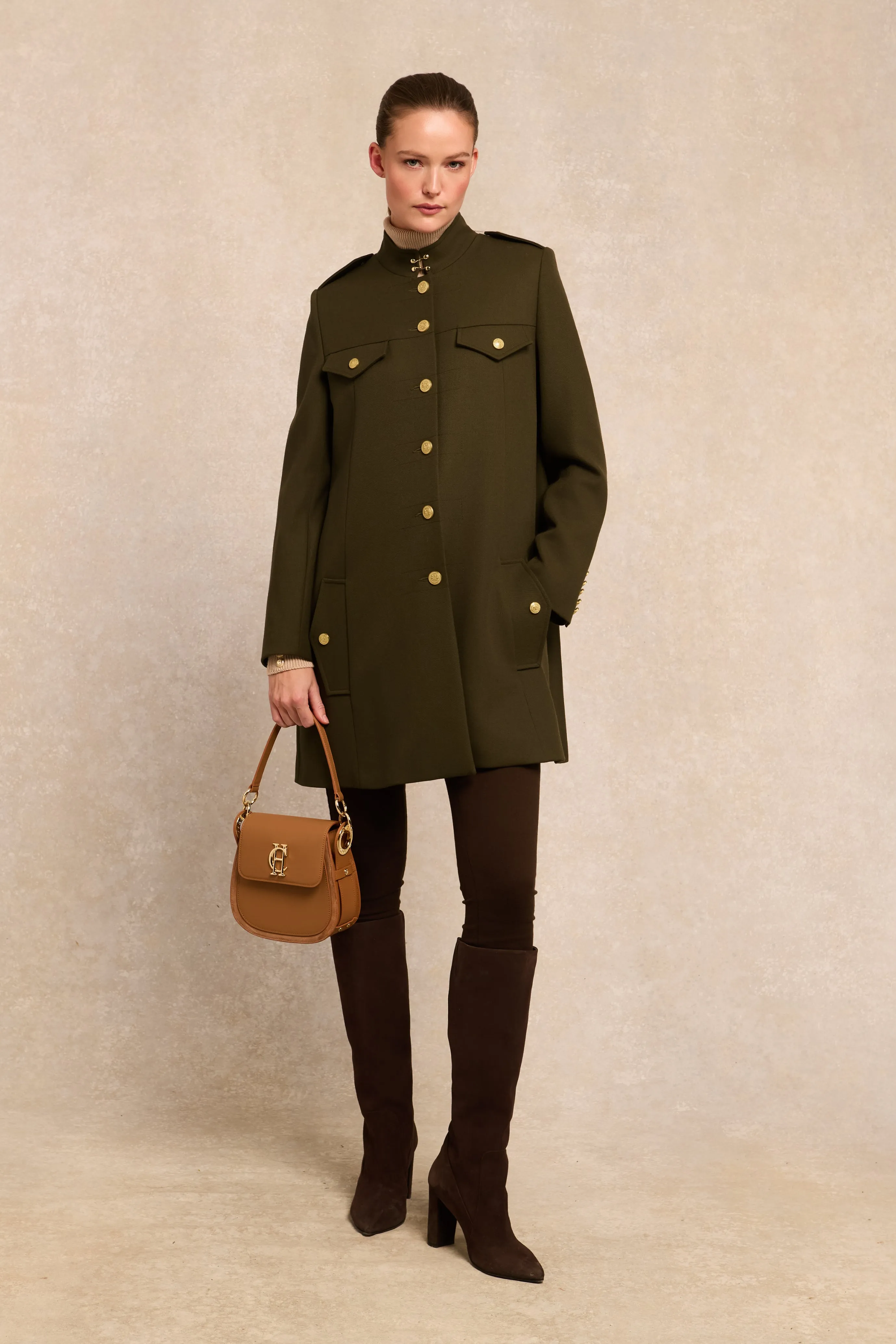 Highbury Cape Coat (Khaki Barathea) sold by Holland Cooper product image thumbnail 2