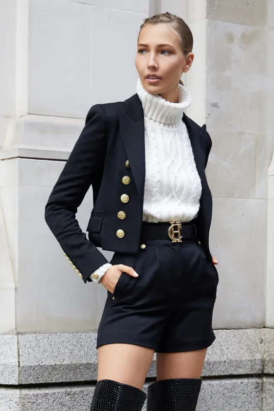 Luxe Tailored Short (Black Barathea) made by Holland Cooper