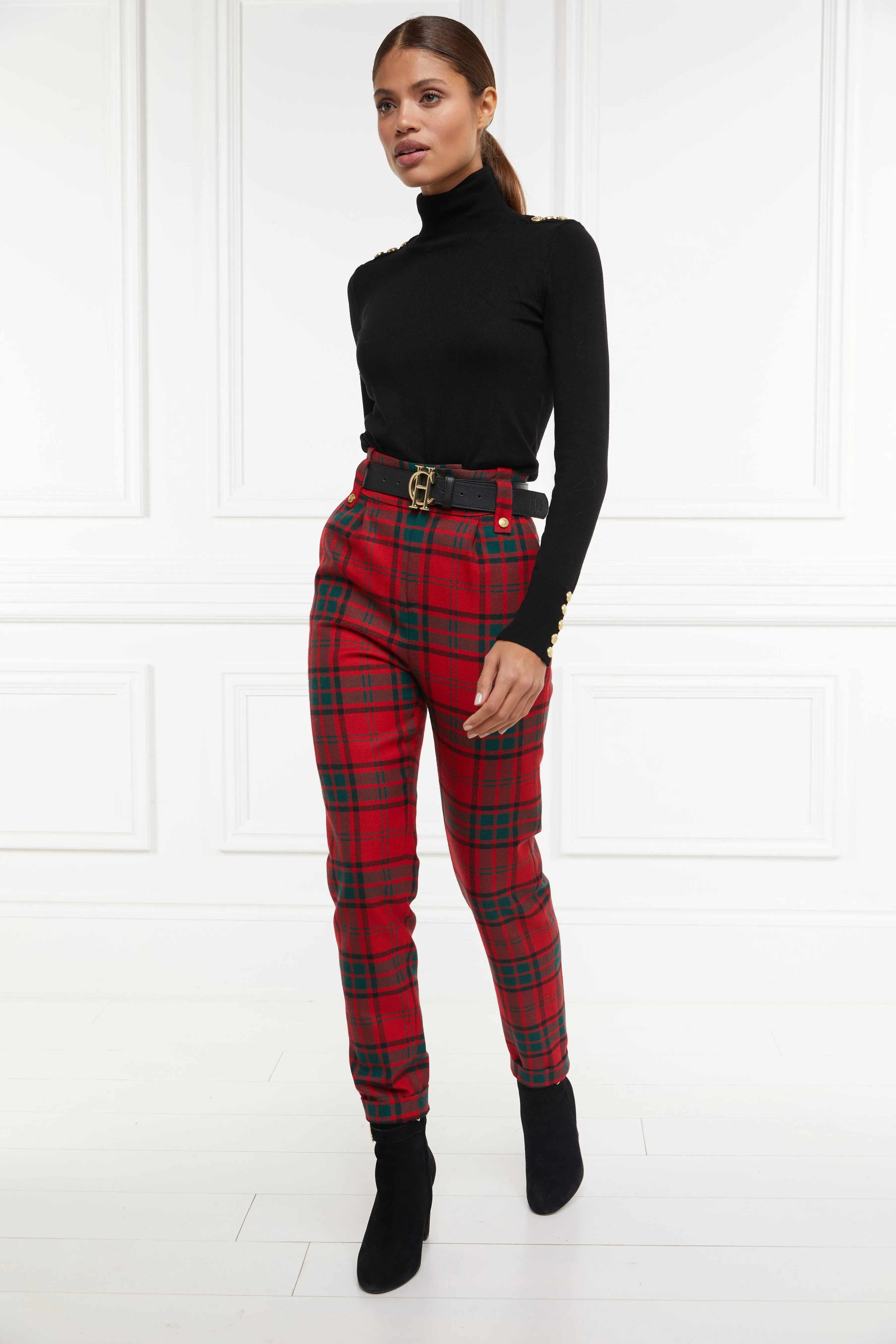High Waisted Peg Trouser (Red Tartan) sold by Holland Cooper product image thumbnail 3