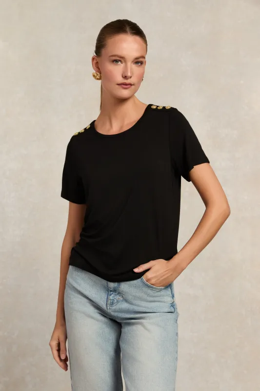 Relax Fit Crew Neck Tee (Black) made by Holland Cooper