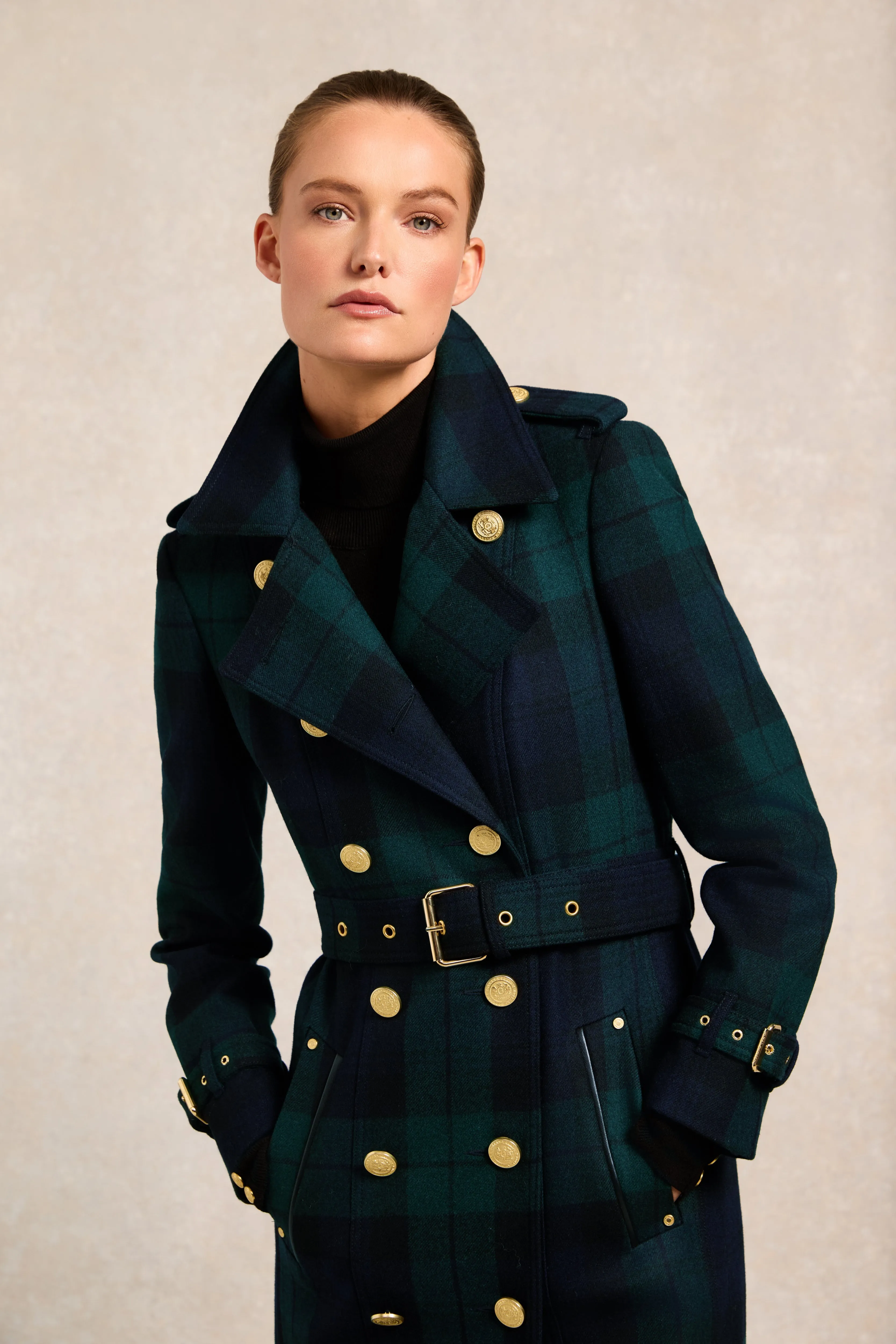 Marlborough Shearling Trench Coat (Blackwatch) sold by Holland Cooper product image thumbnail 3