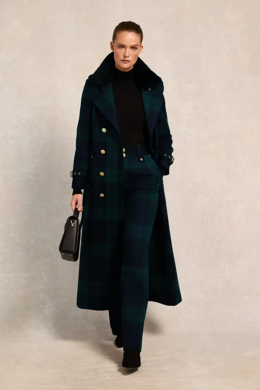 Marlborough Shearling Trench Coat (Blackwatch) made by Holland Cooper
