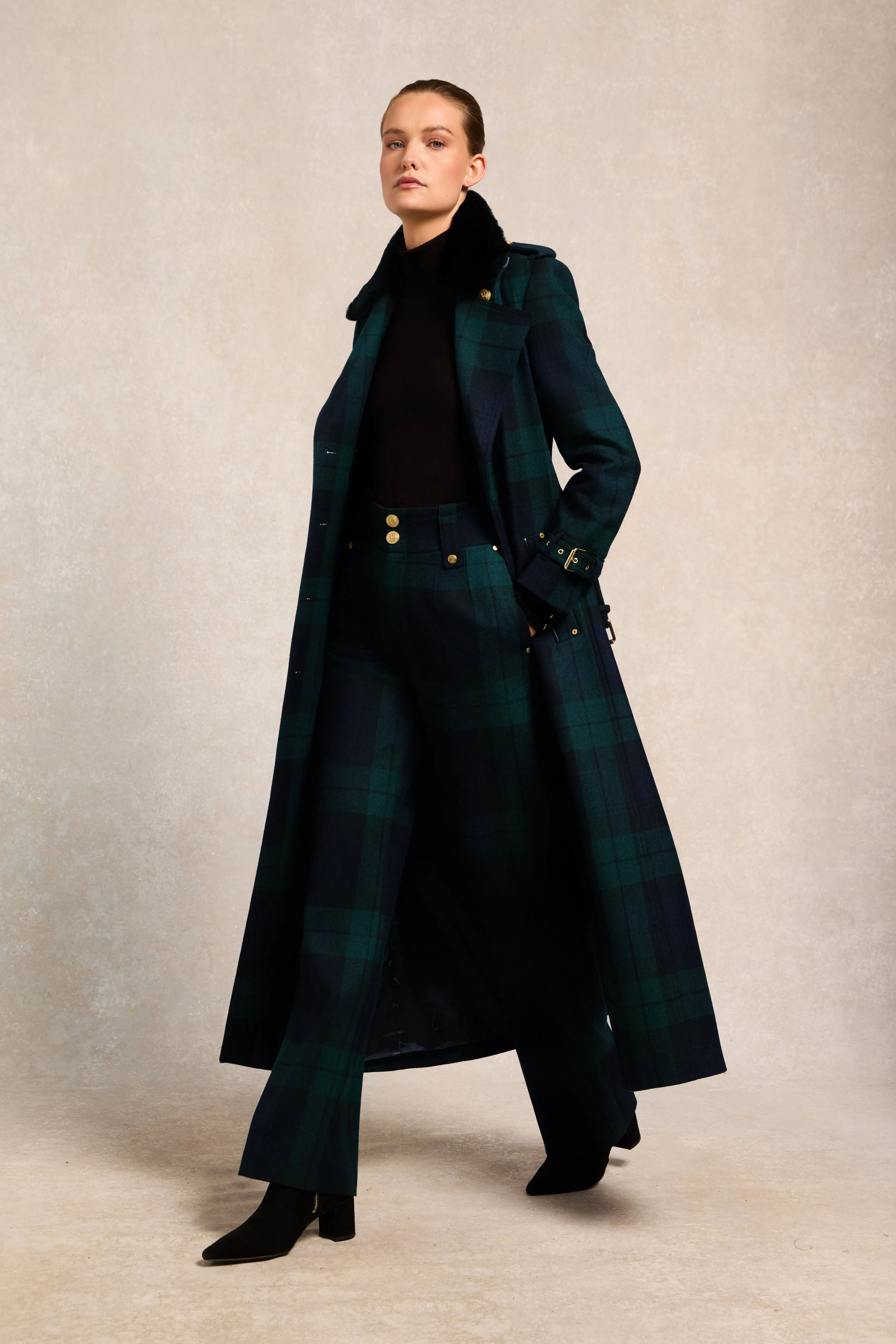 Marlborough Shearling Trench Coat (Blackwatch) sold by Holland Cooper product image thumbnail 2