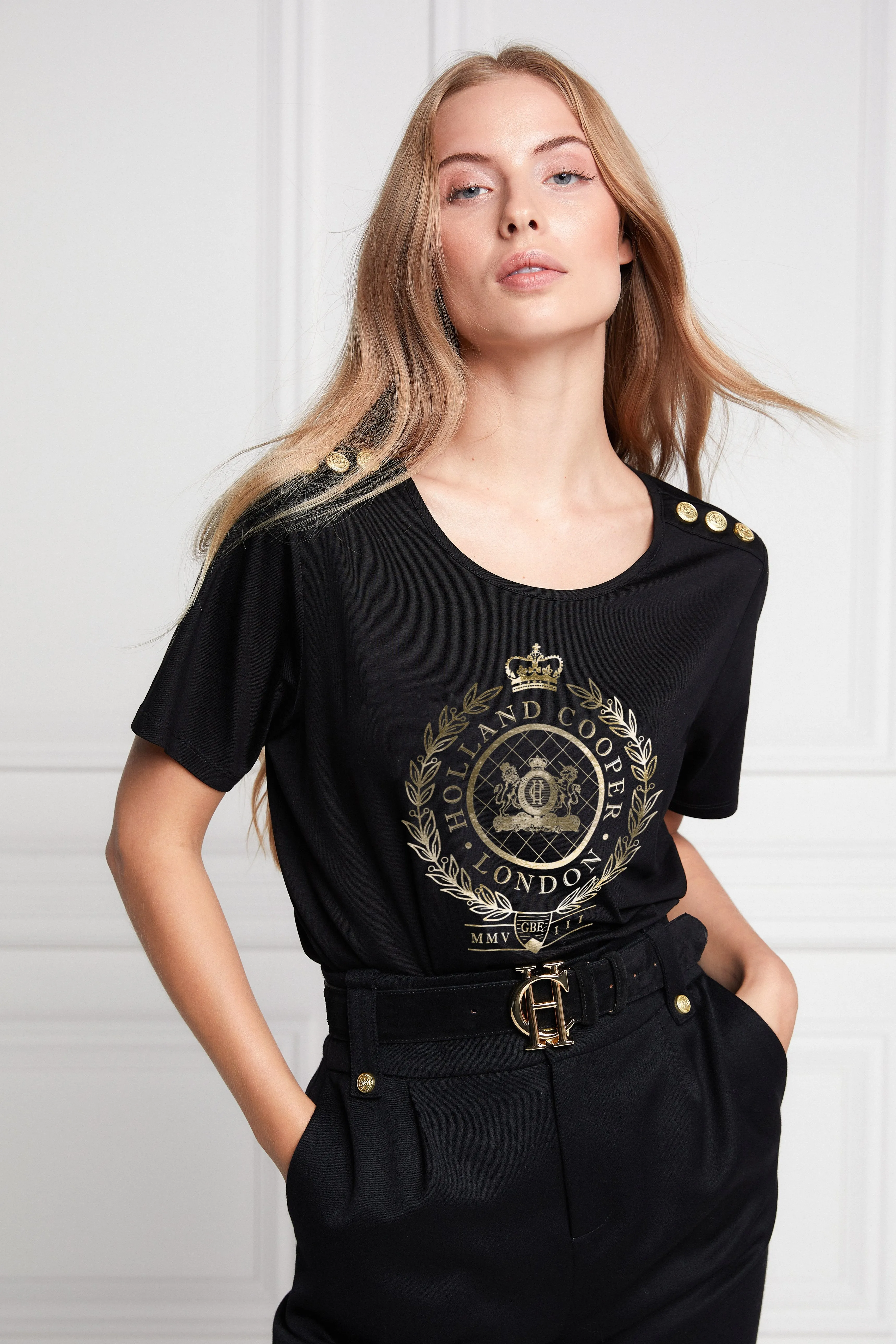 Ornate Crest Tee (Black) sold by Holland Cooper product image thumbnail 5