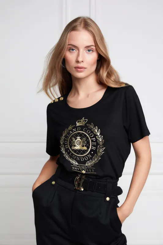 Ornate Crest Tee (Black) made by Holland Cooper
