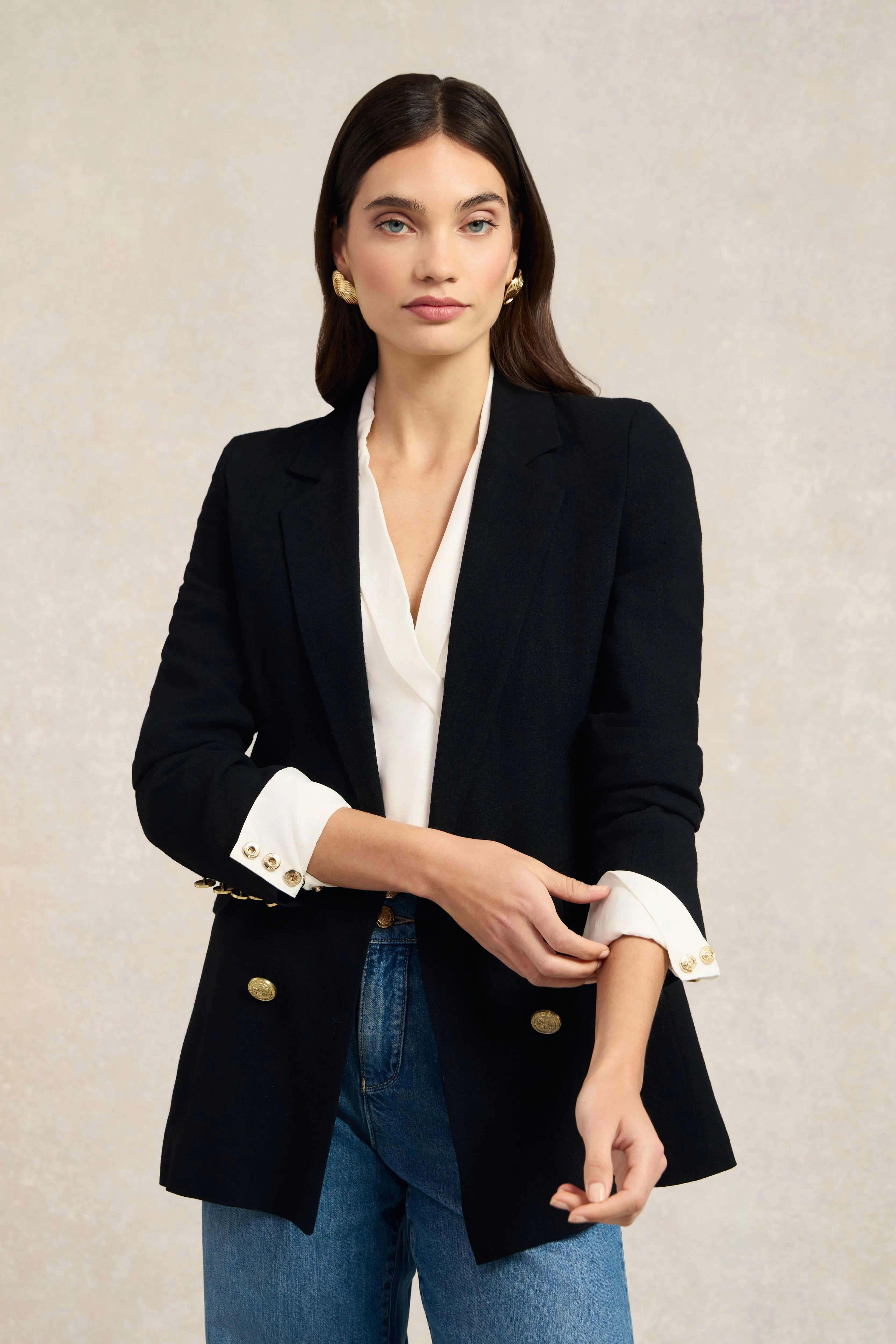 Double Breasted Blazer (Black Linen) sold by Holland Cooper product image thumbnail 2