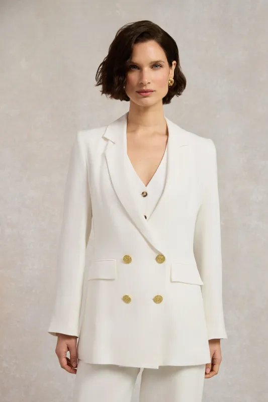 Double Breasted Blazer (Oyster Linen) made by Holland Cooper
