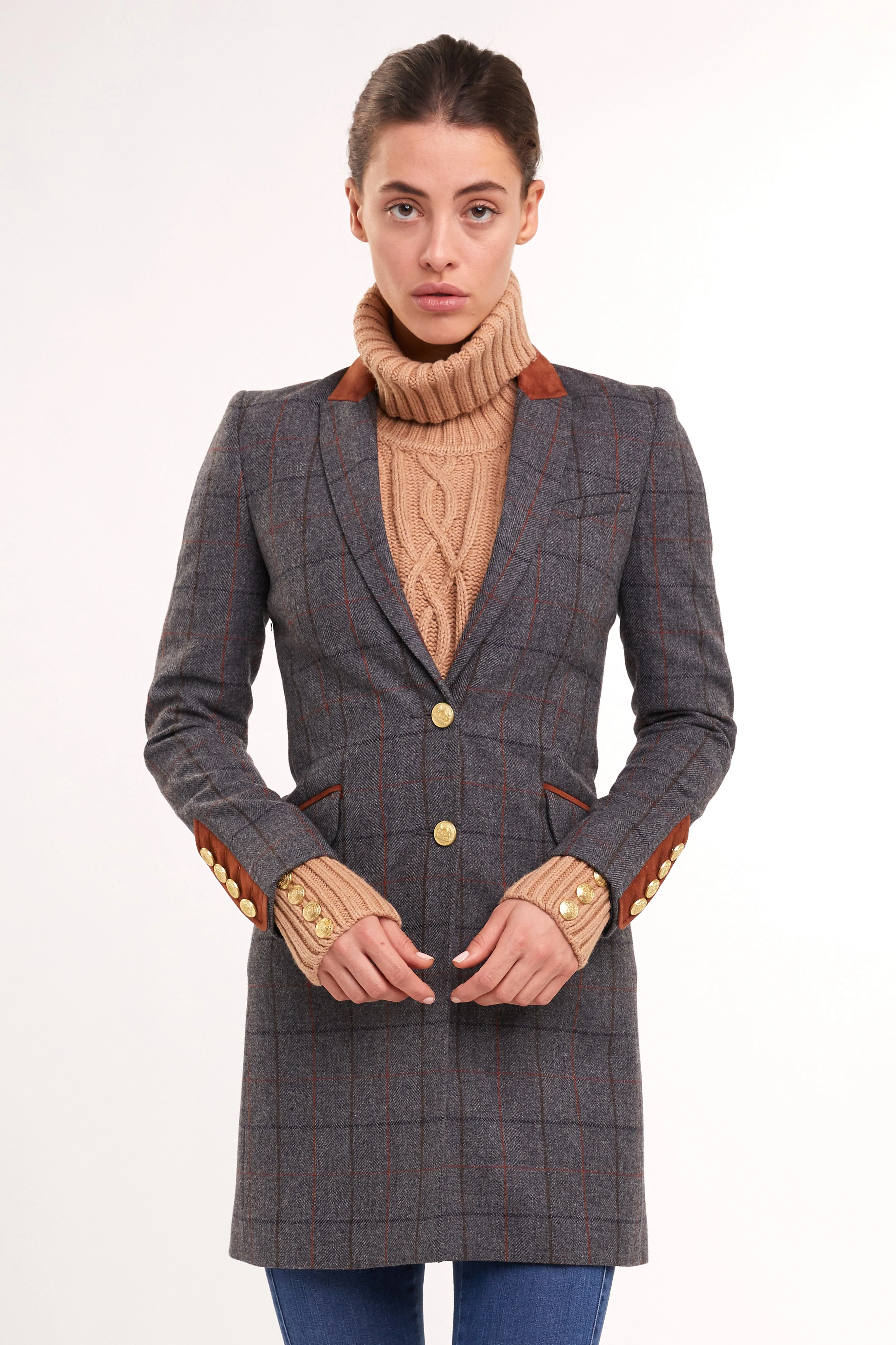 Kempton Coat (Mid Blue Check) sold by Holland Cooper