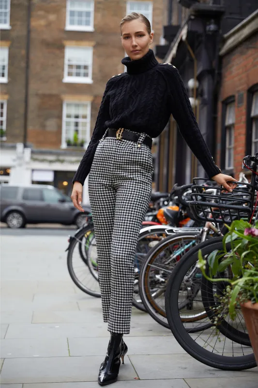 High Waisted Peg Trouser (Houndstooth) made by Holland Cooper