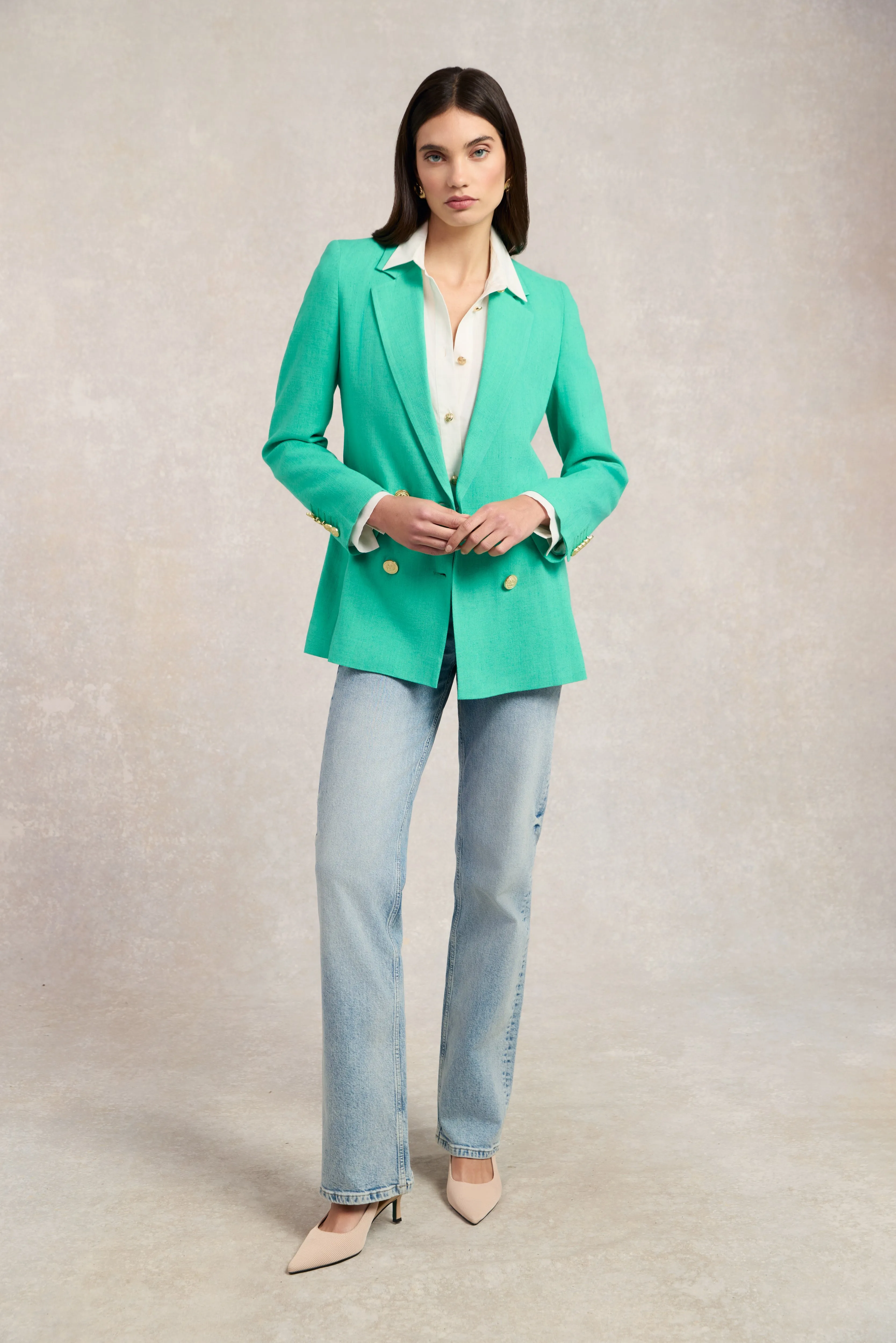 Double Breasted Blazer (Jade Linen) sold by Holland Cooper product image thumbnail 2