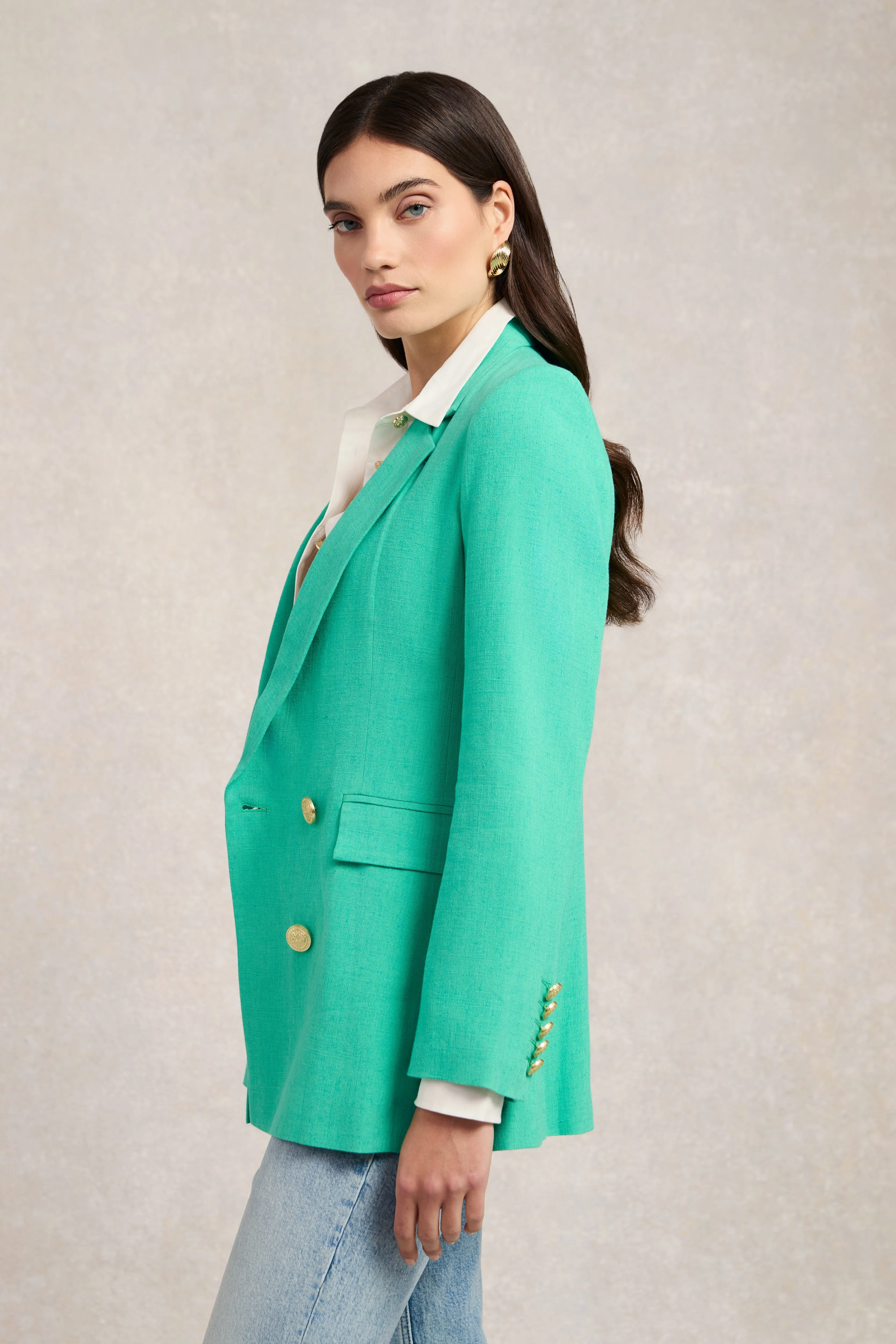 Double Breasted Blazer (Jade Linen) sold by Holland Cooper product image thumbnail 3