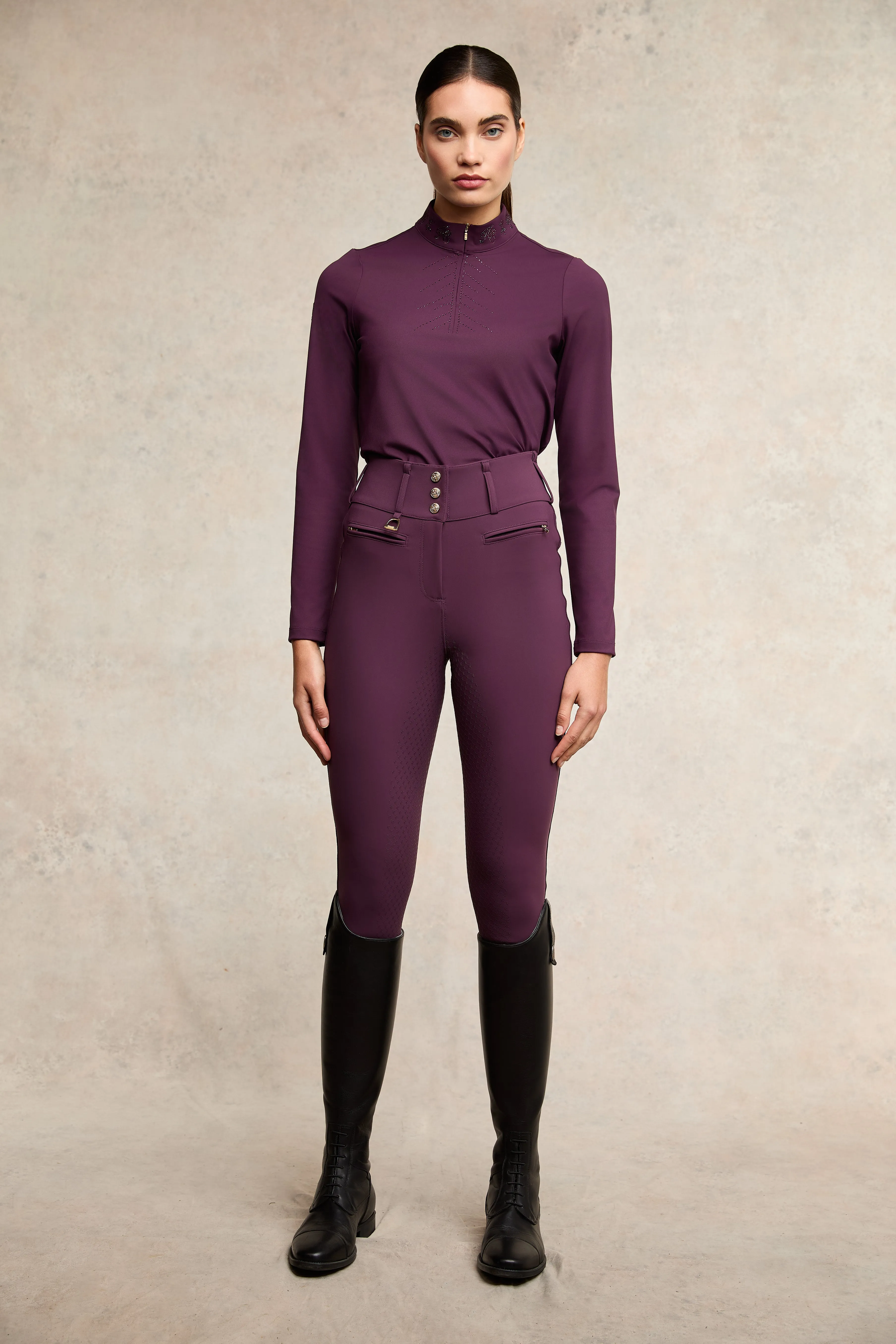 Premium High Rise Breeches (Aubergine) sold by Holland Cooper