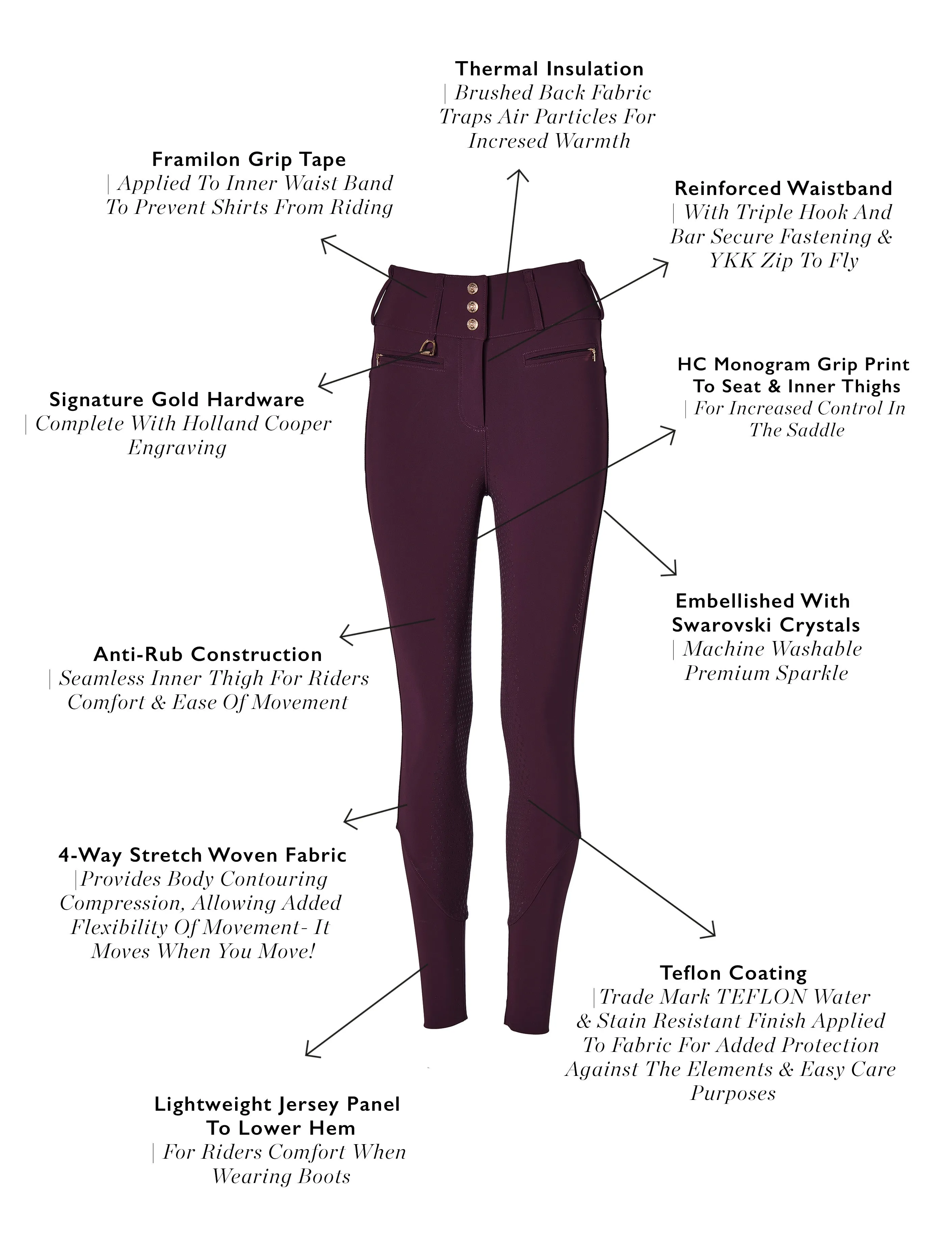 Premium High Rise Breeches (Aubergine) sold by Holland Cooper product image thumbnail 4