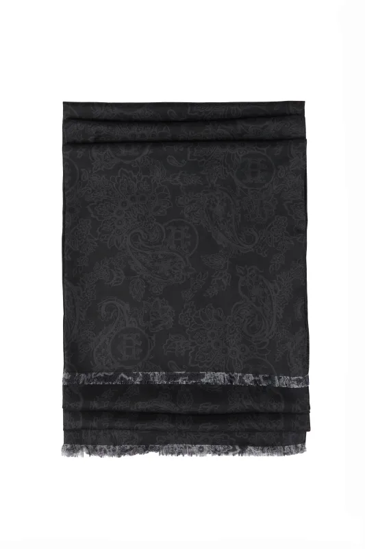 Men's Silk Scarf (Black Charcoal Paisley) made by Holland Cooper