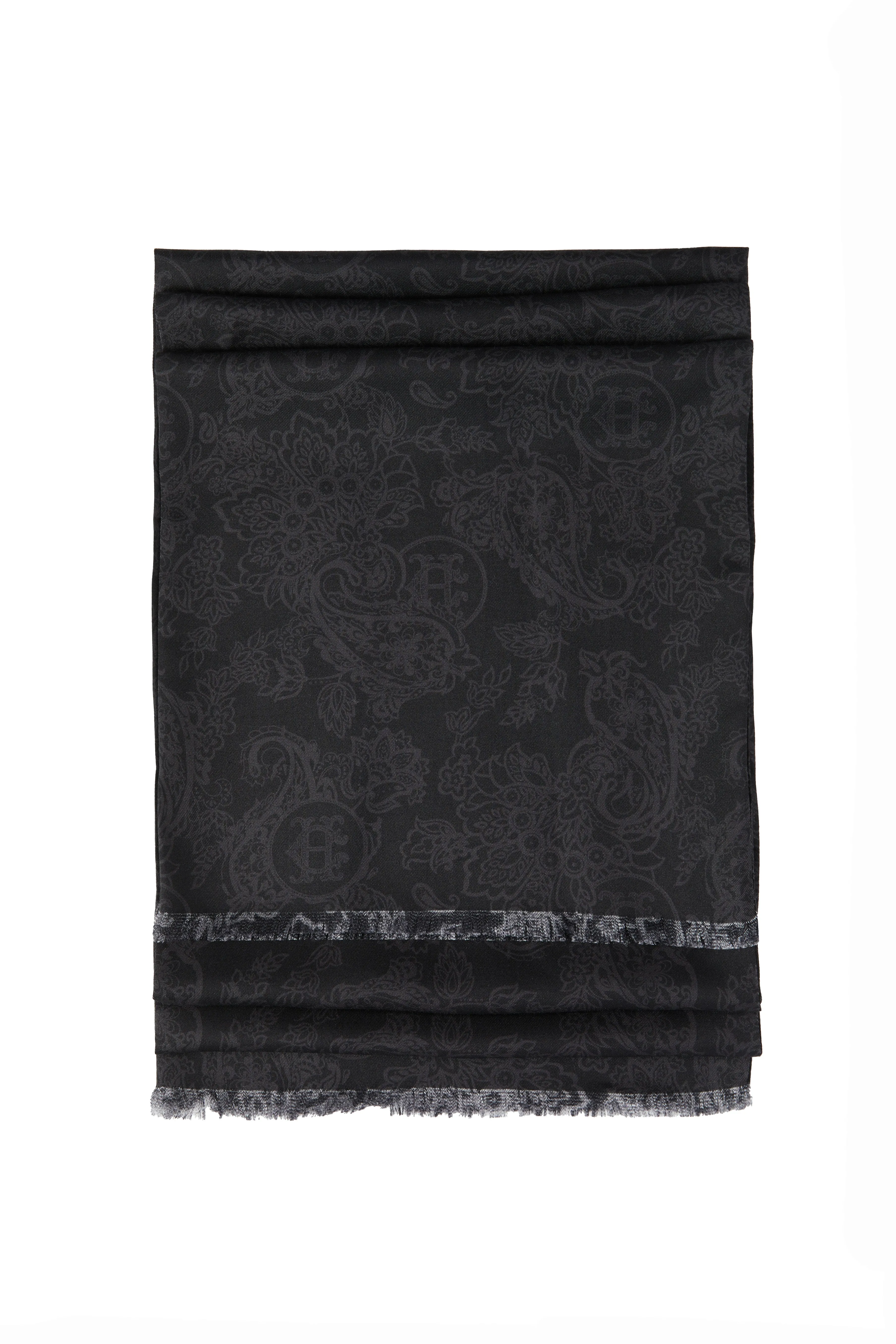 Men's Silk Scarf (Black Charcoal Paisley) sold by Holland Cooper