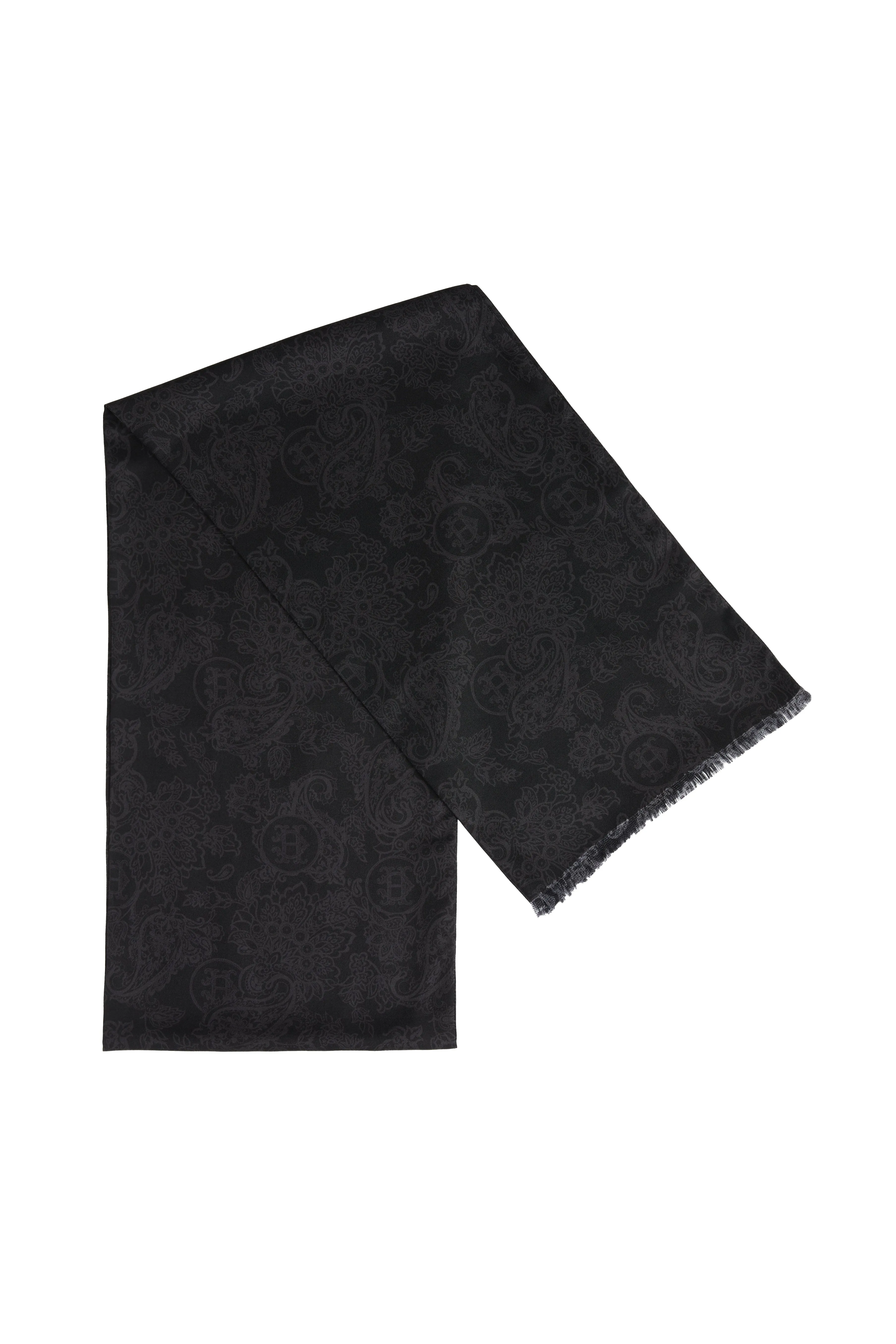 Men's Silk Scarf (Black Charcoal Paisley) sold by Holland Cooper product image thumbnail 4
