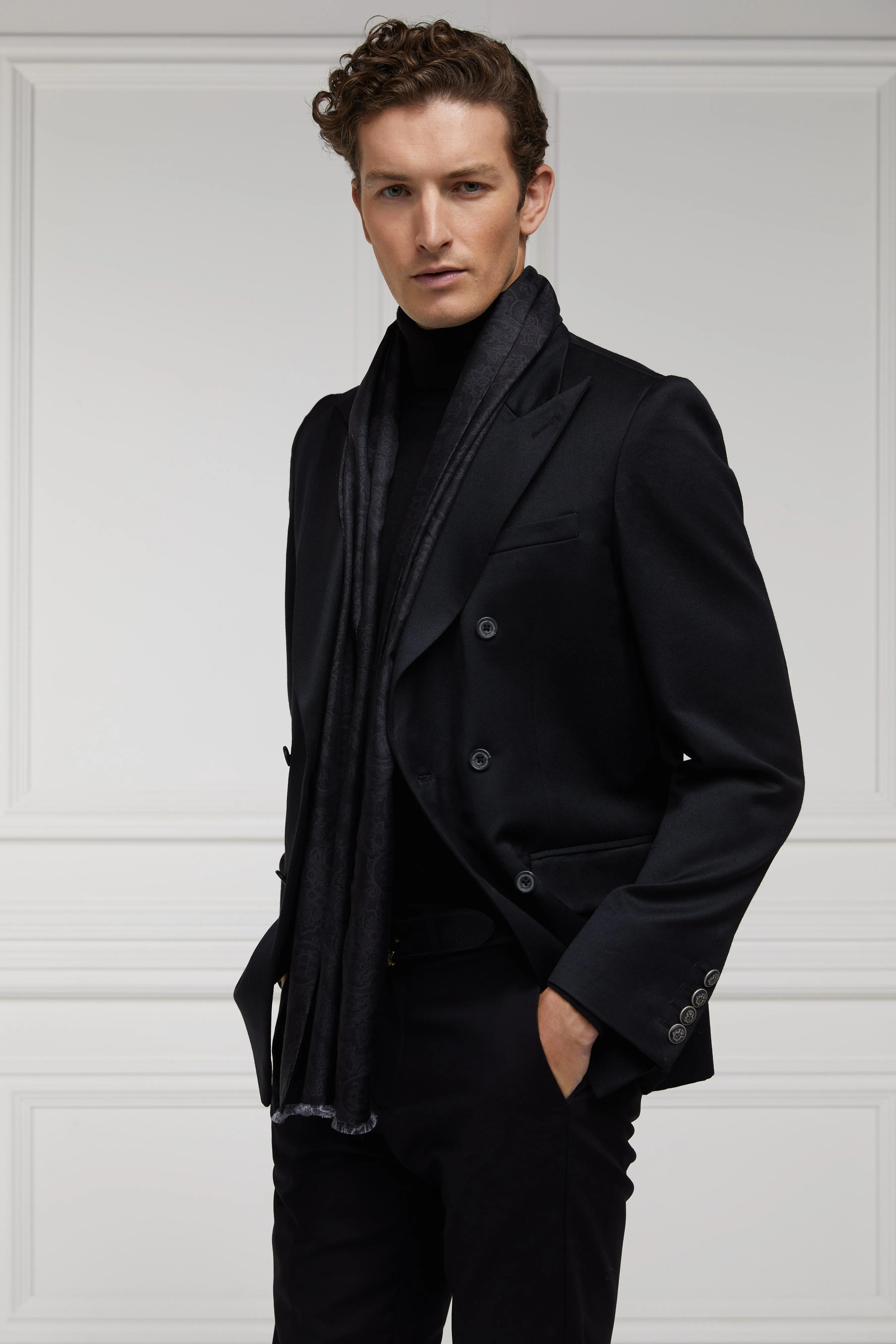 Men's Silk Scarf (Black Charcoal Paisley) sold by Holland Cooper product image thumbnail 3