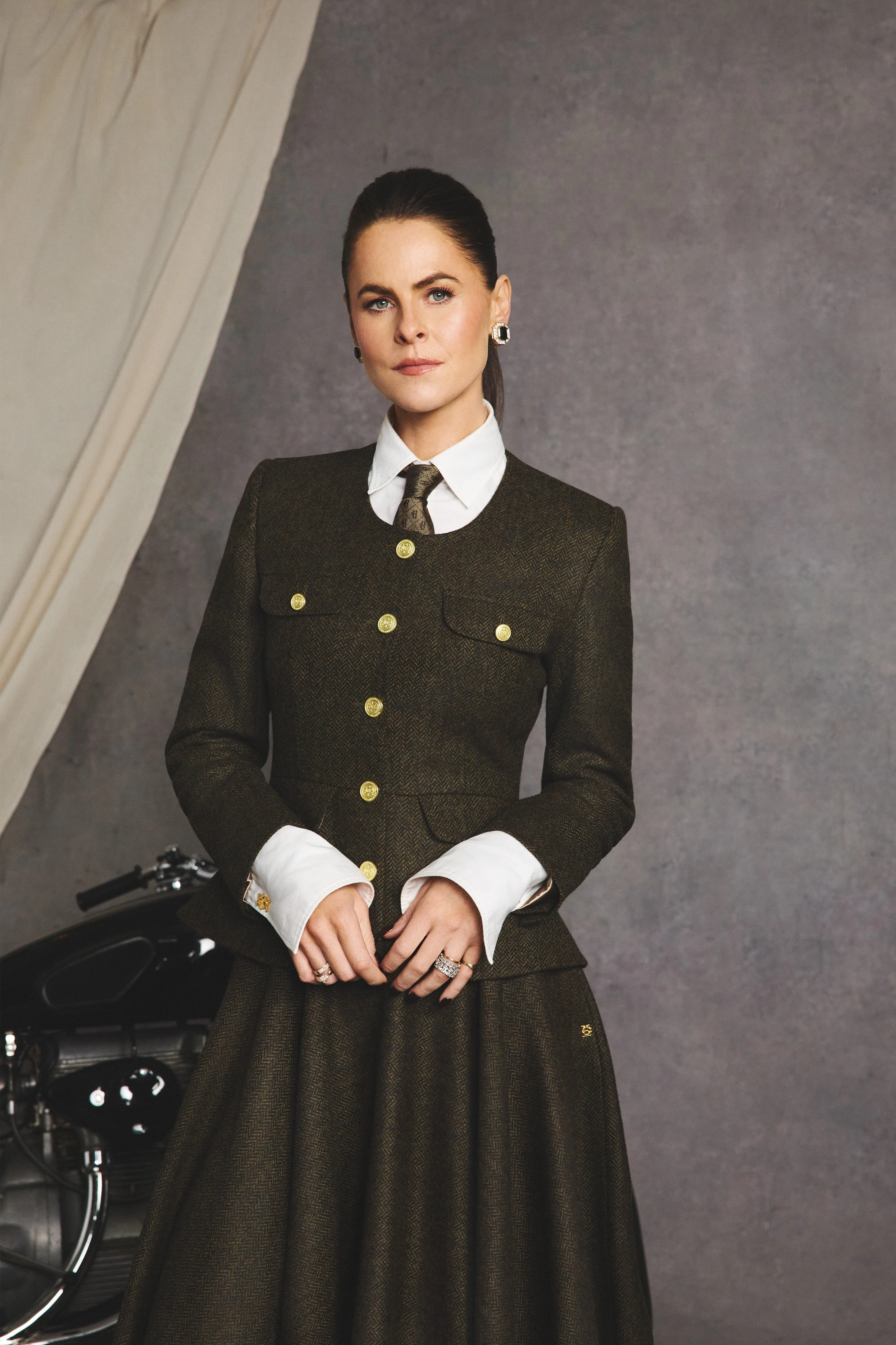 Tailored Peplum Jacket (Dark Green Herringbone) sold by Holland Cooper product image thumbnail 2