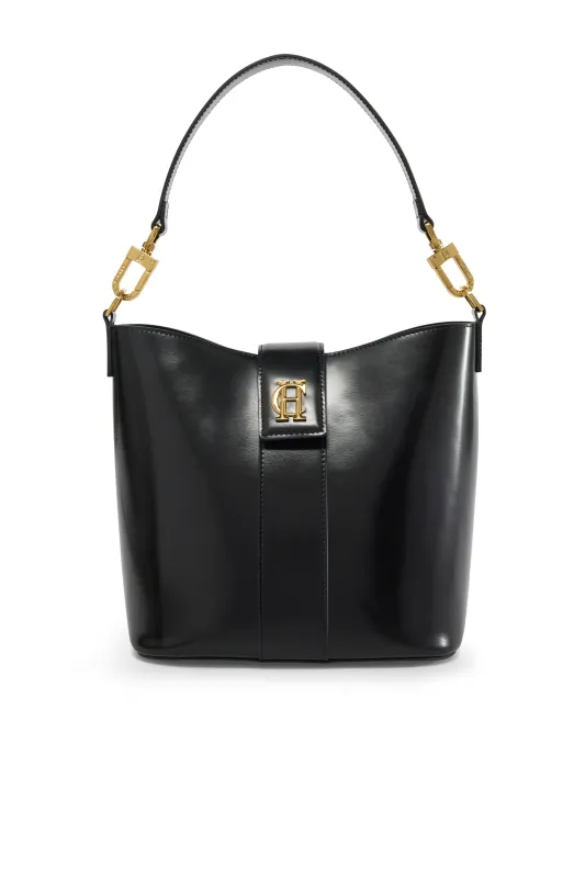 Milan Bucket Bag (Black Leather) made by Holland Cooper