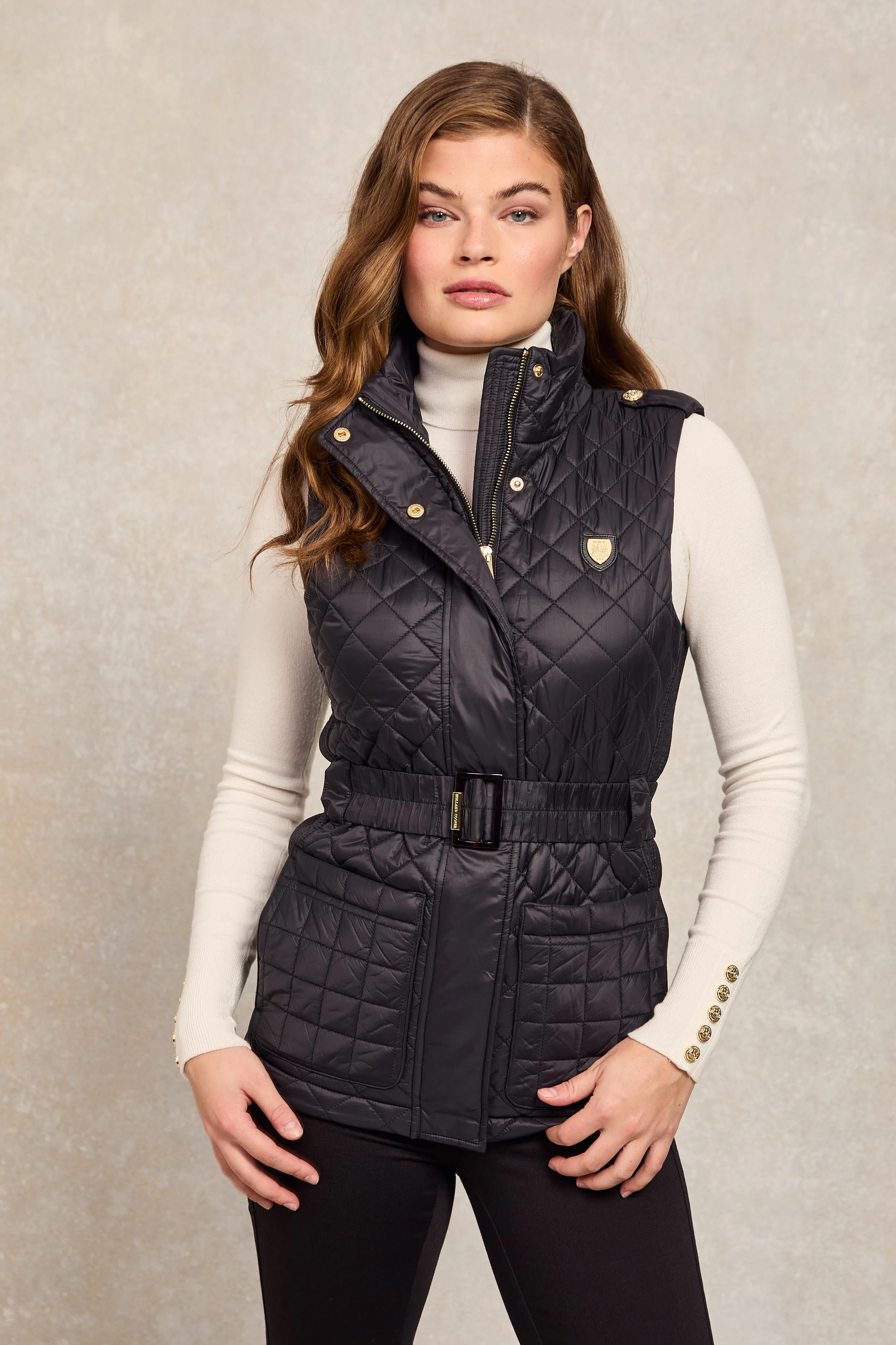 Juliana Belted Gilet (Black) sold by Holland Cooper