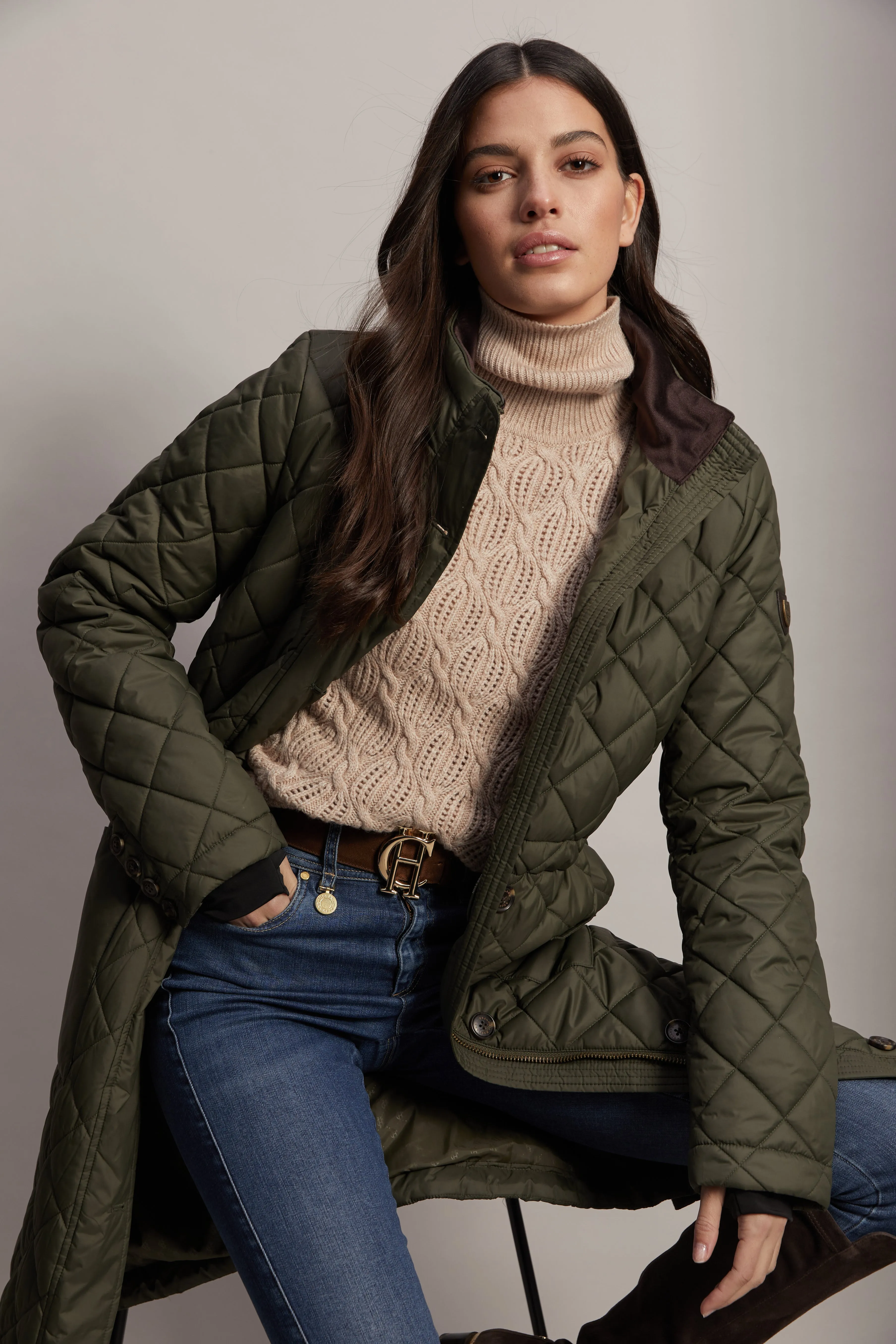 Painswick Quilted Coat (Twilight Khaki) sold by Holland Cooper product image thumbnail 3