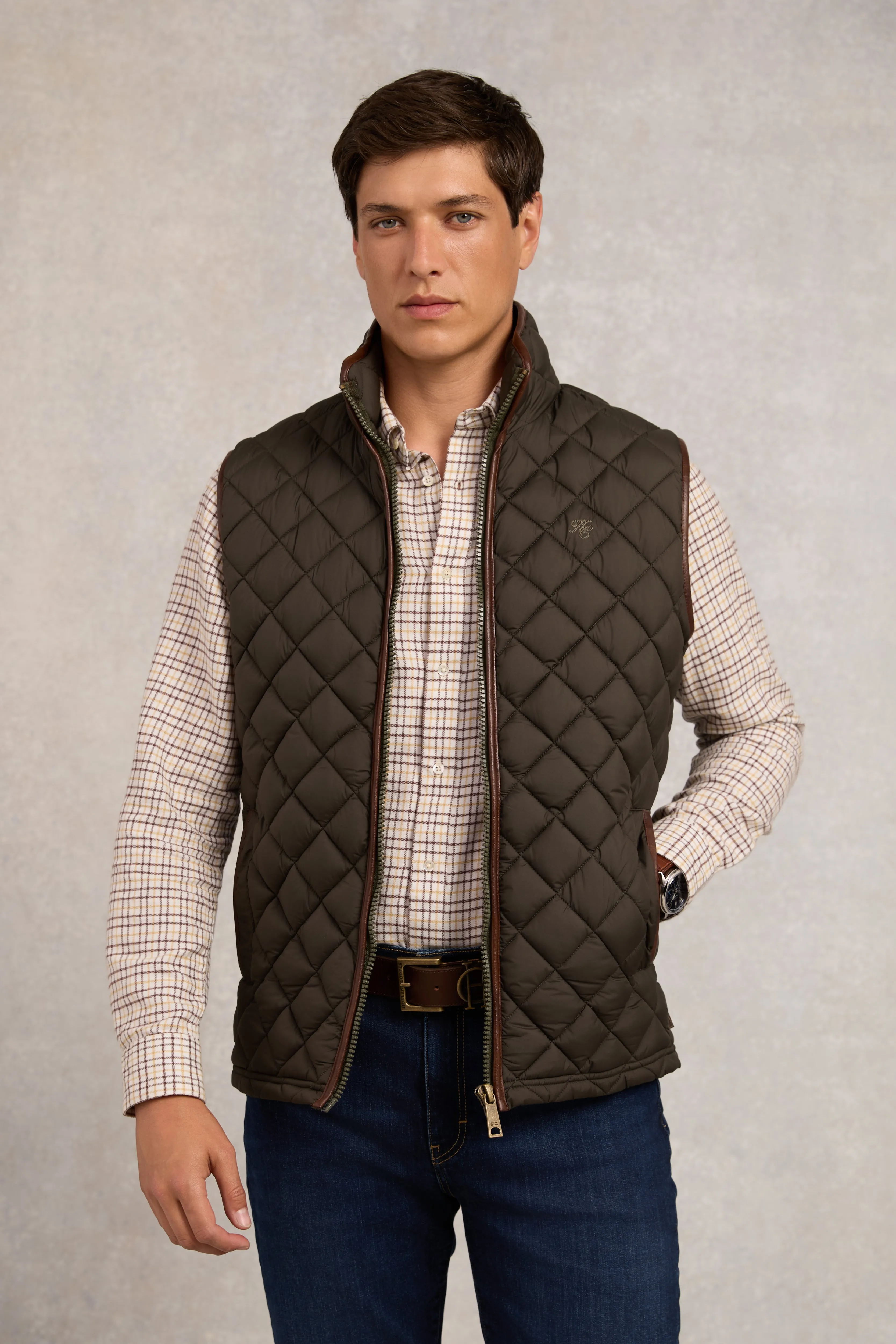 Men's Country Quilted Gilet (Khaki) sold by Holland Cooper product image thumbnail 2