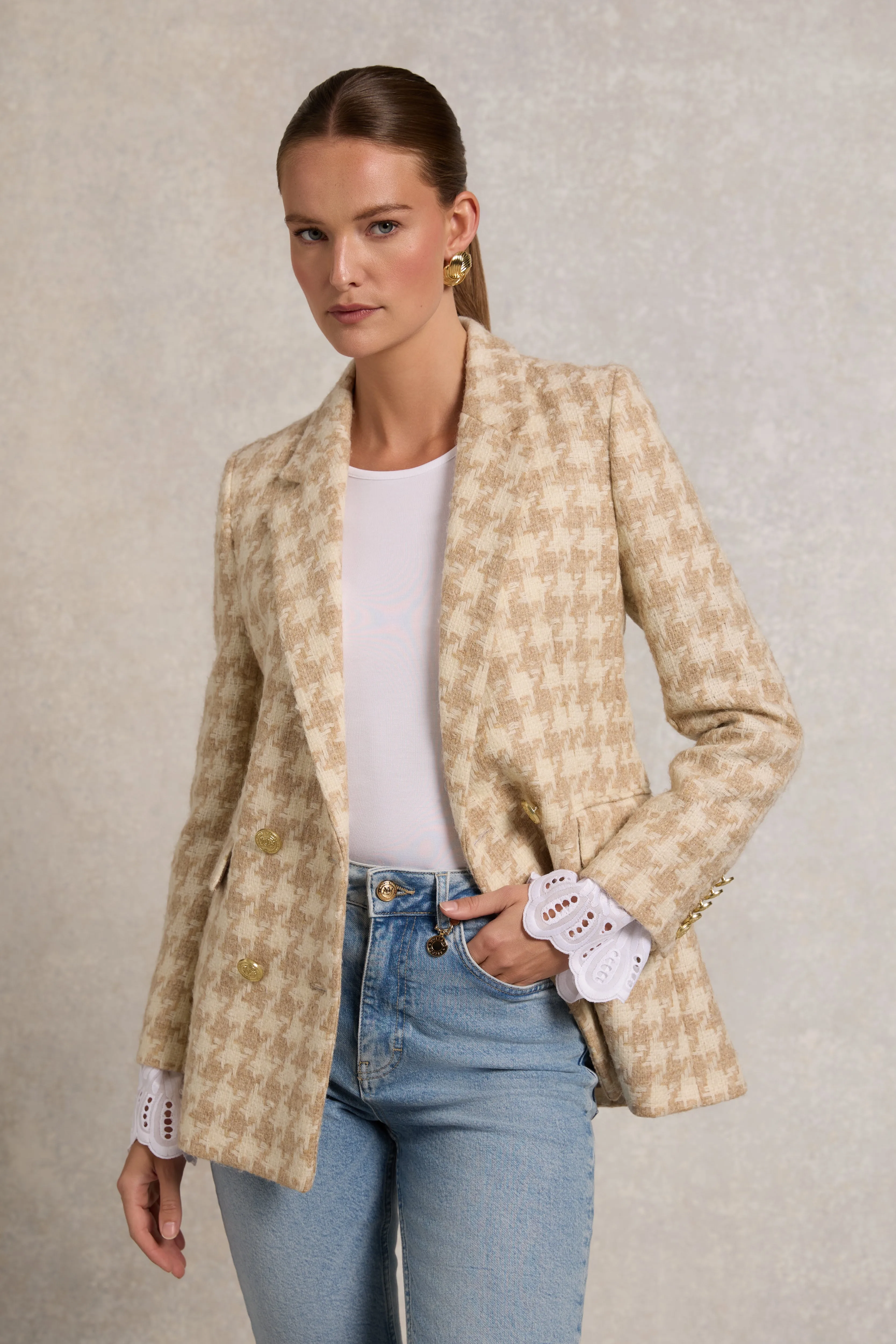 Double Breasted Blazer (Camel Houndstooth) sold by Holland Cooper product image thumbnail 3