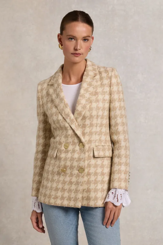 Double Breasted Blazer (Camel Houndstooth) made by Holland Cooper
